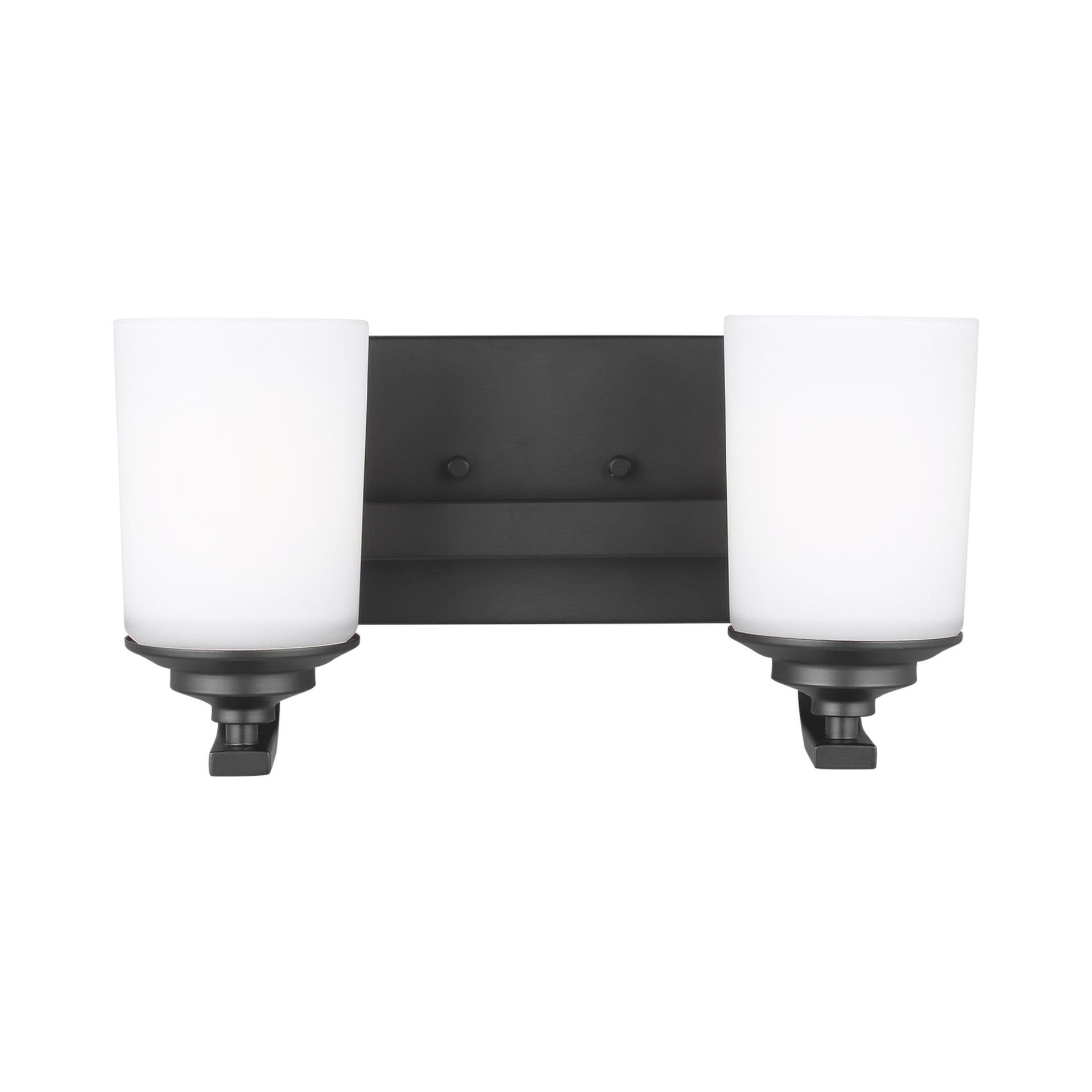 Midnight Black 2-Light Vanity Wall Sconce with Etched White Glass