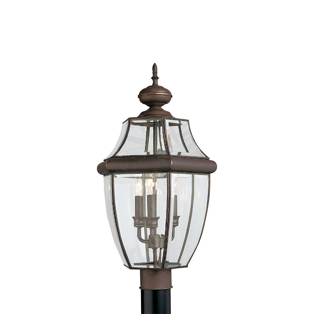 Lancaster Antique Bronze Outdoor Post Lantern with Clear Glass