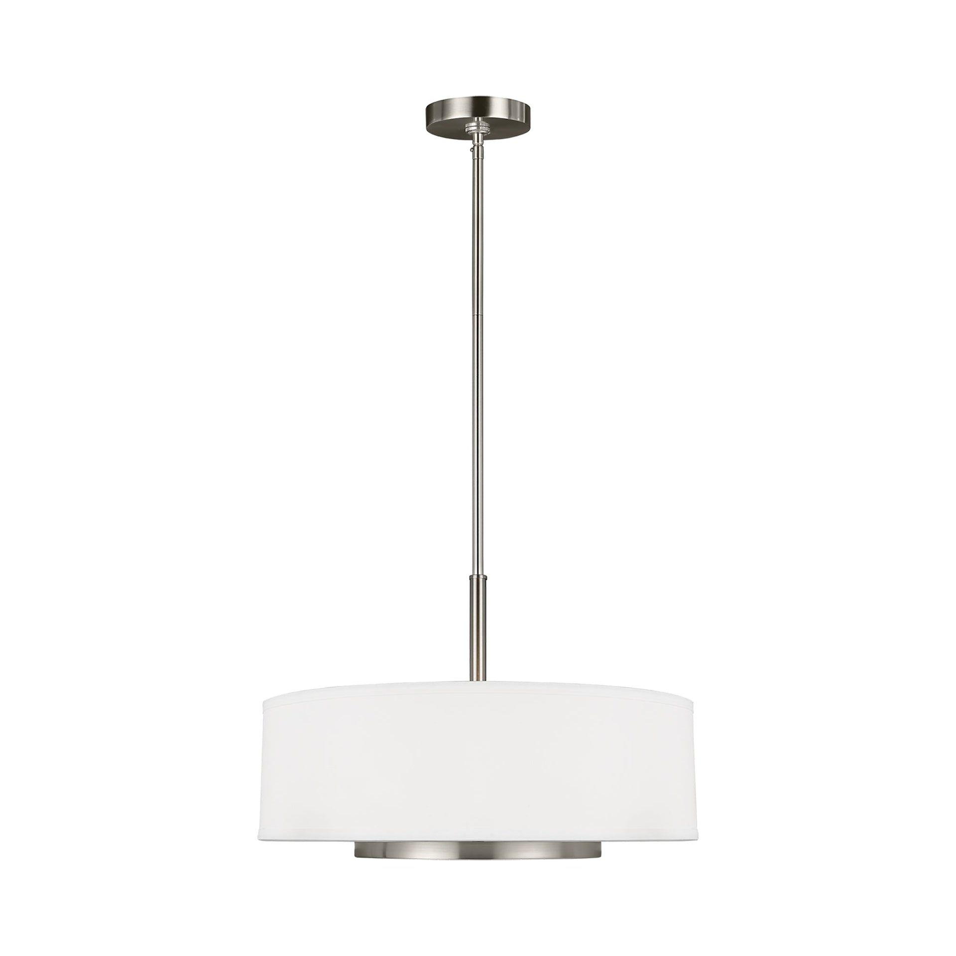 Nance 3-Light Brushed Nickel Pendant with Satin Etched Glass Drum Shade
