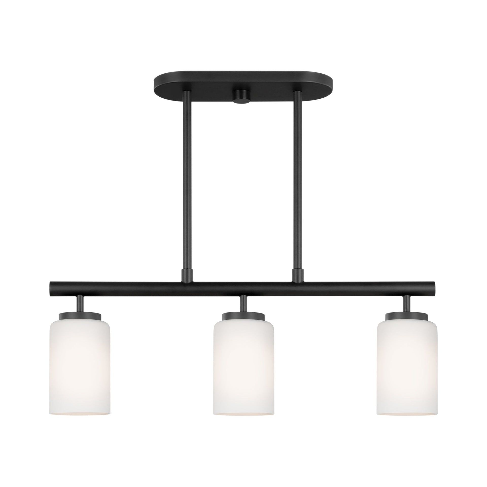 Midnight Black Glass Three Light Island Pendant