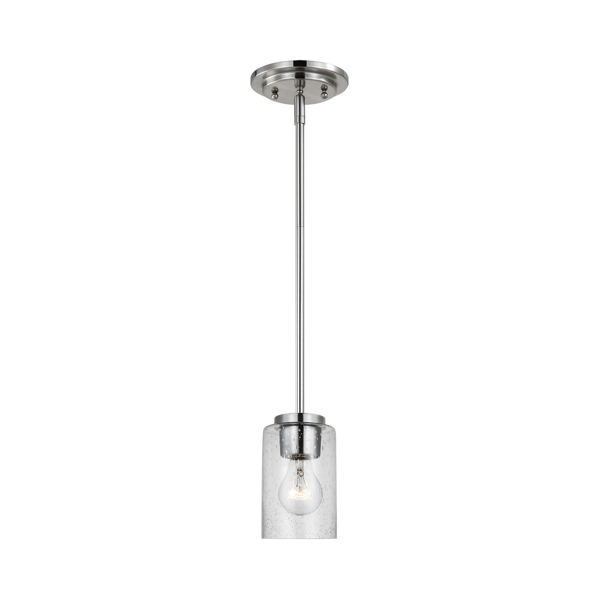 Oslo Brushed Nickel Mini Pendant with Clear Seeded Glass