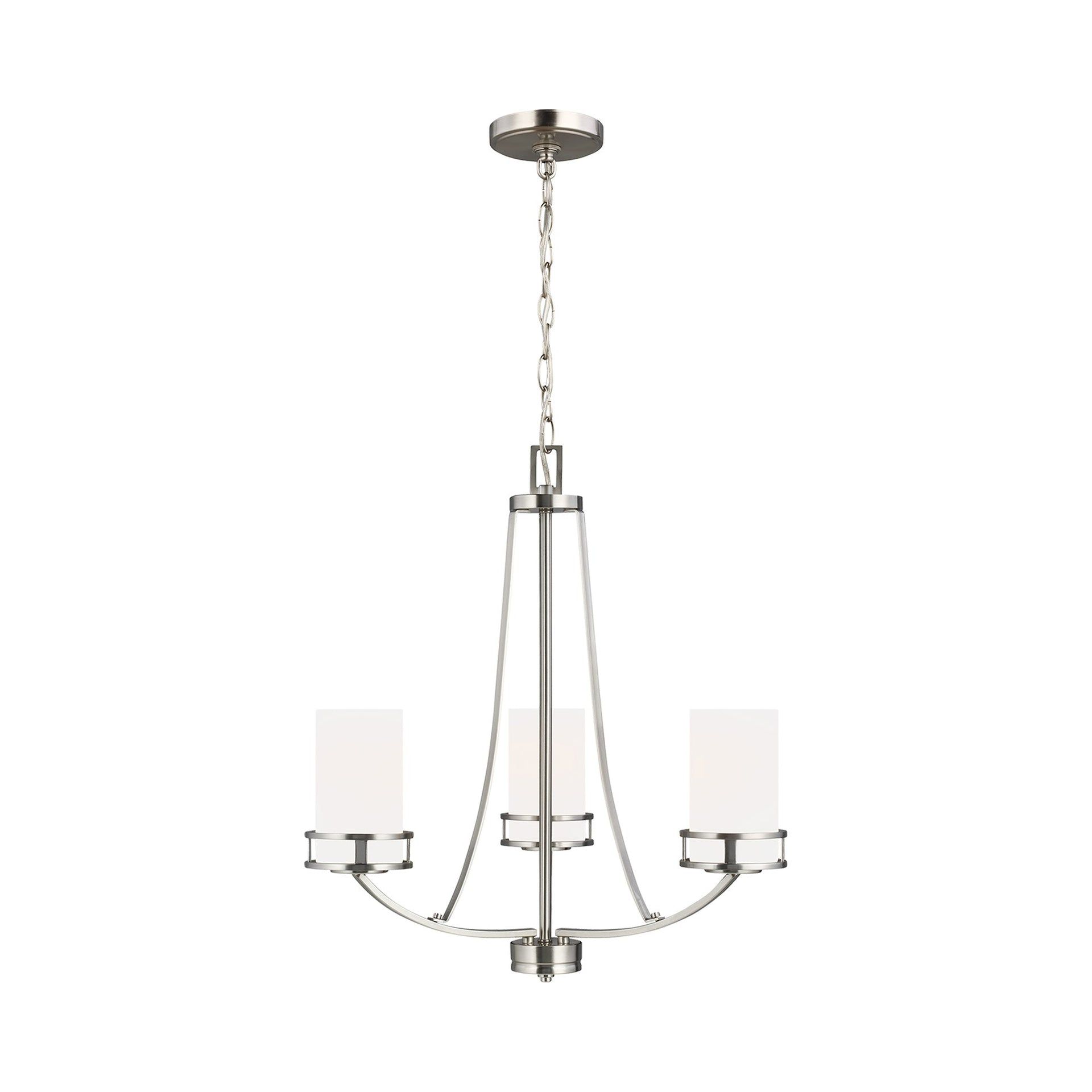 Robie Brushed Nickel 3-Light LED Chandelier with Etched Glass Shades