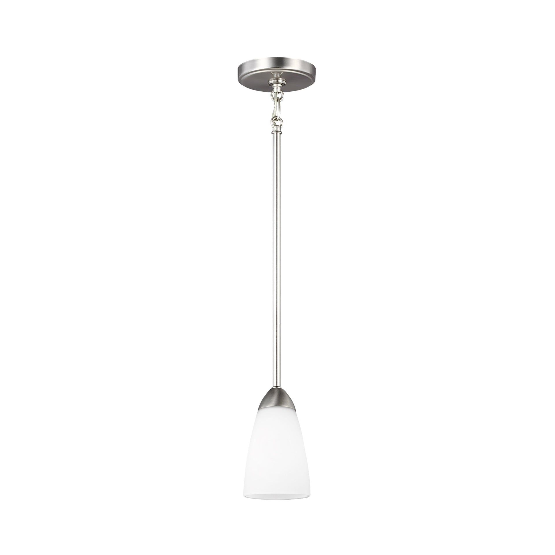 Seville Brushed Nickel 4" Mini Pendant with Etched White Glass