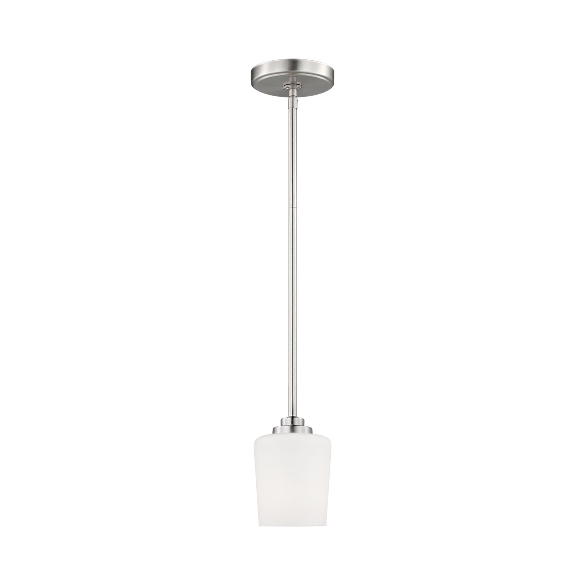 Windom Transitional Mini-Pendant in Brushed Nickel with Etched Opal Glass