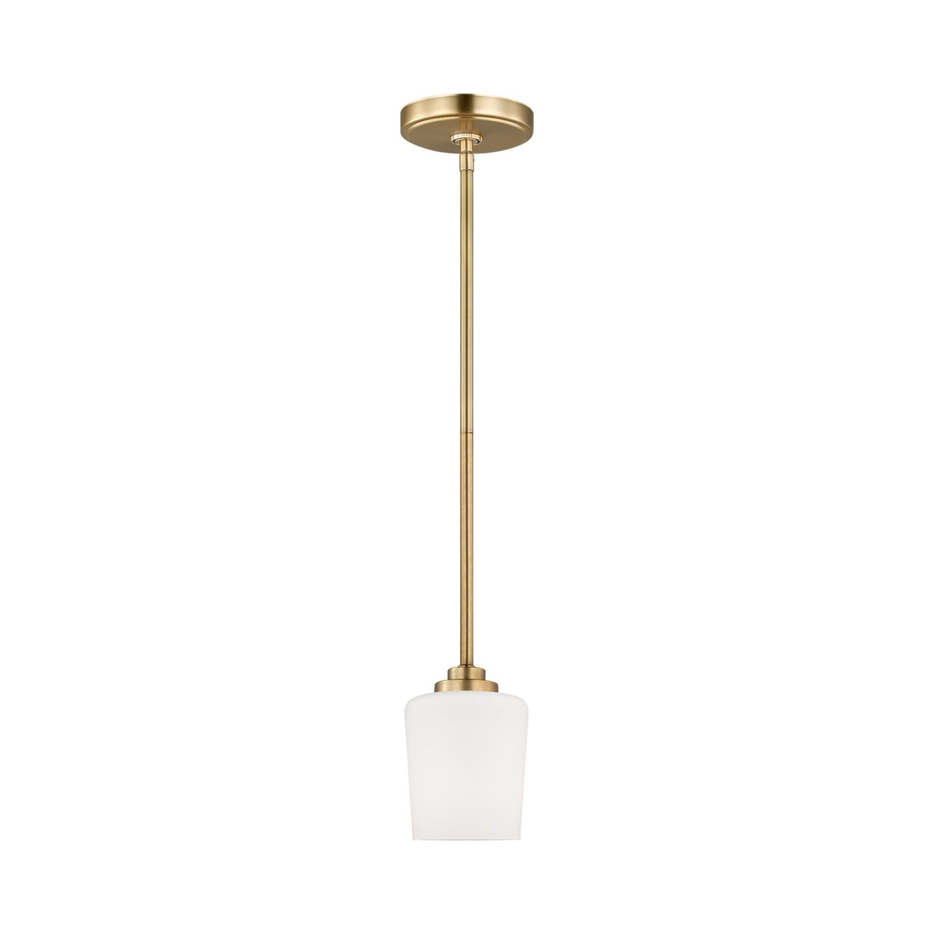 Satin Brass Windom Mini-Pendant with Etched White Glass