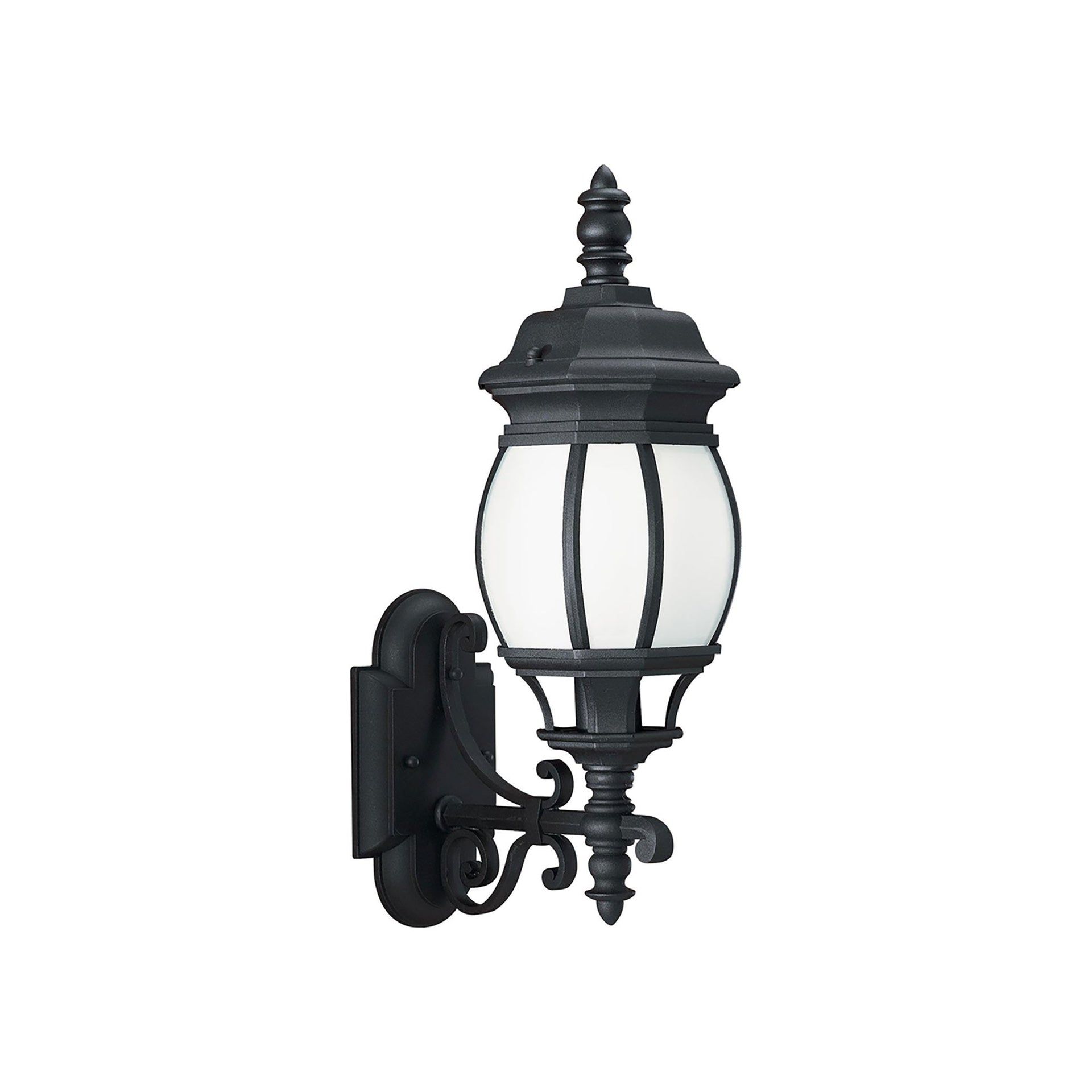Wynfield Black Cast Aluminum Outdoor Wall Lantern with Frosted Glass