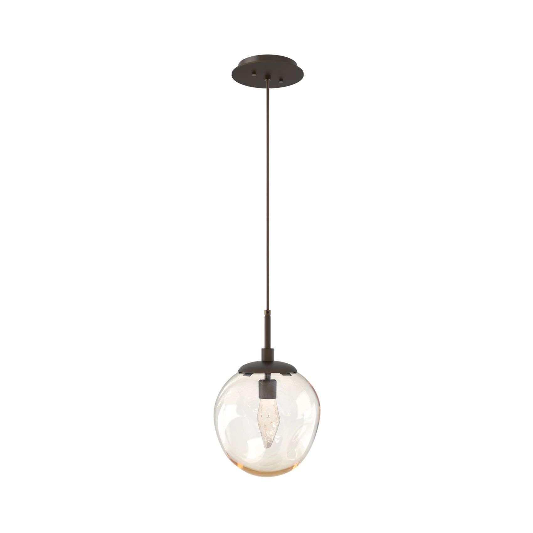 Aster Amber Glass 17" Bronze Drum Pendant with Edison Bulb