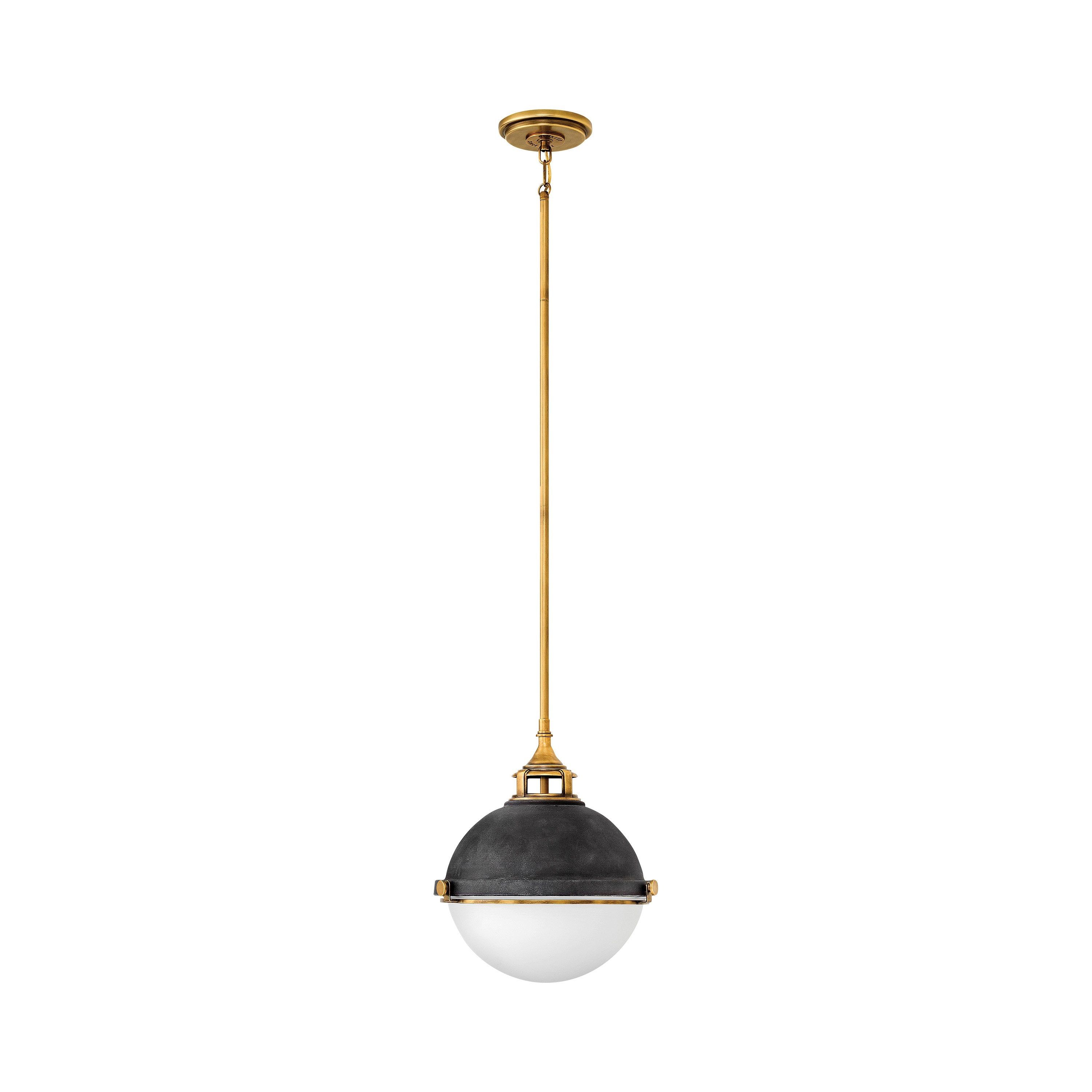 Fletcher 18" Aged Zinc & Polished Nickel Glass Bowl Pendant Light