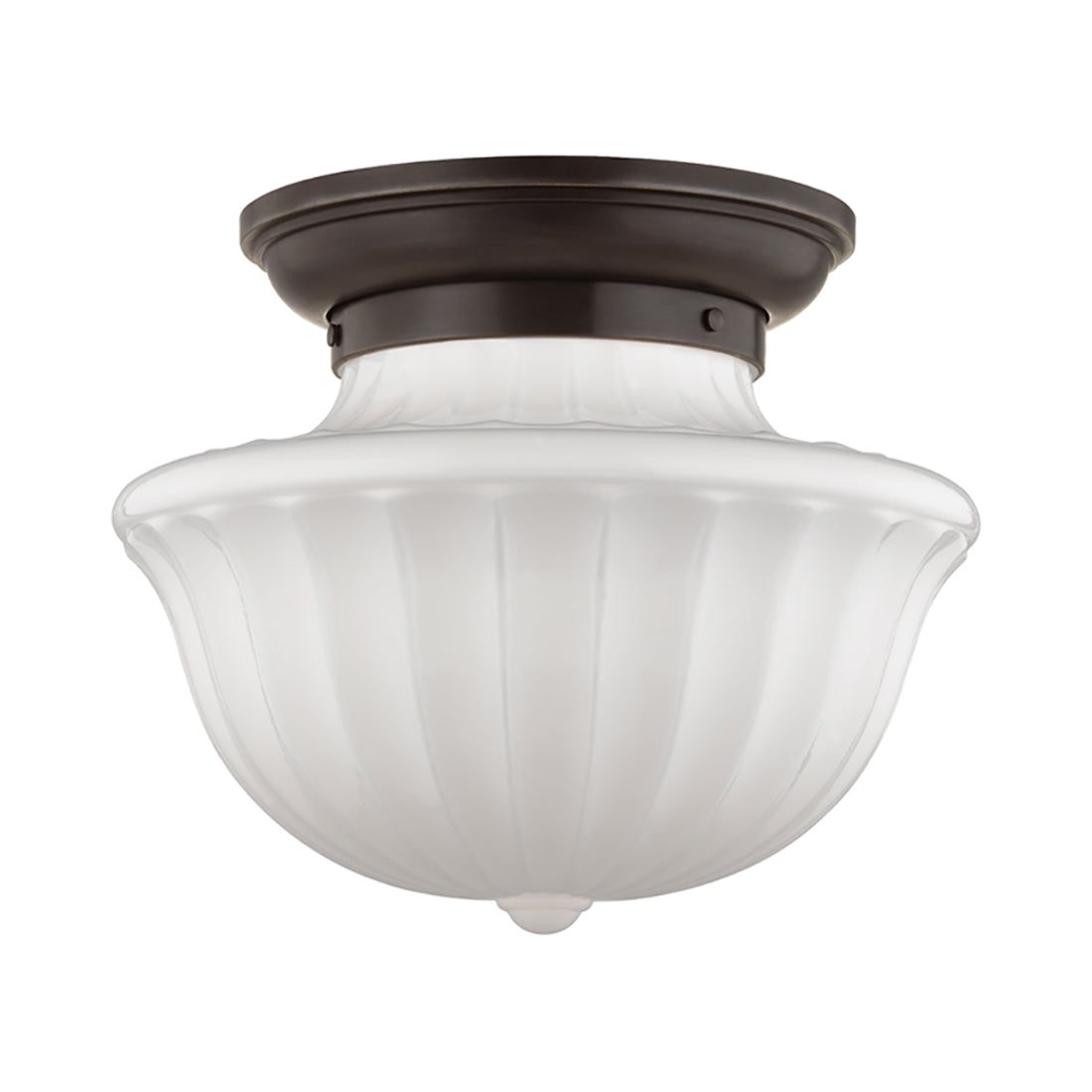Dutchess Old Bronze 2-Light Globe Flush Mount with White Glass Shade