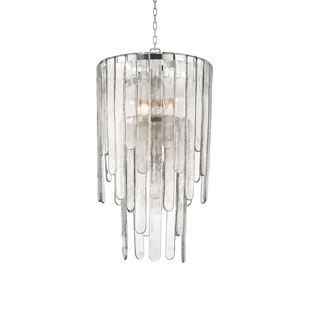 Elegant Polished Nickel 9-Light Island Chandelier with Champagne Glass Shades