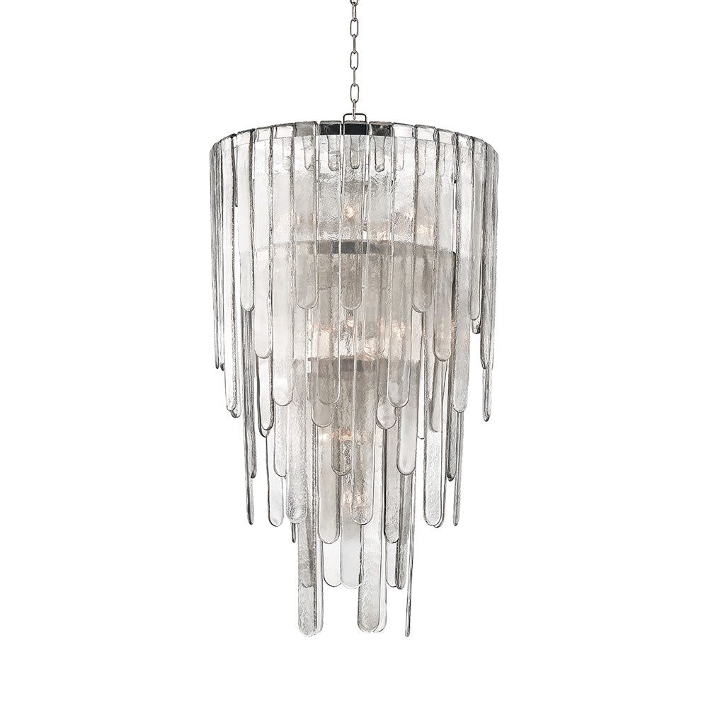 Champagne Glass and Polished Nickel 16-Light Indoor Chandelier