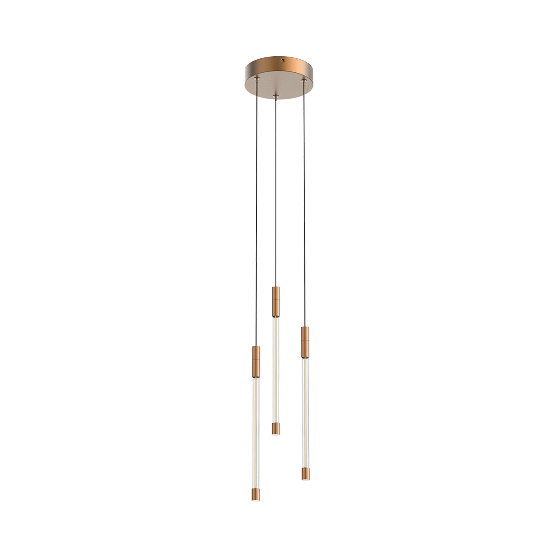 Brushed Gold Glass LED Pendant Light, 13-inch