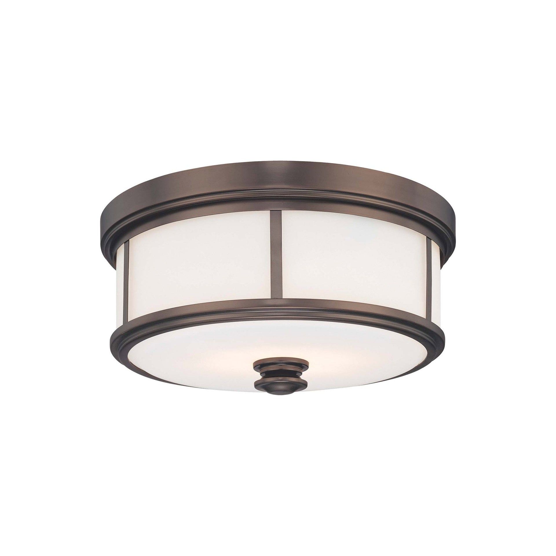 Harvard Court Bronze 16" Flush Mount Ceiling Light with Etched Glass