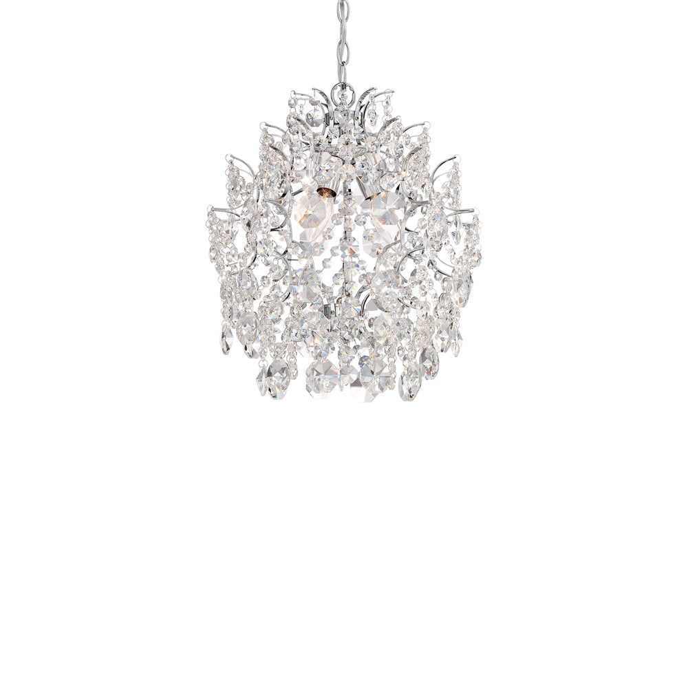 Elegant Chrome Mini Chandelier with Crystal Accents, 3-Light