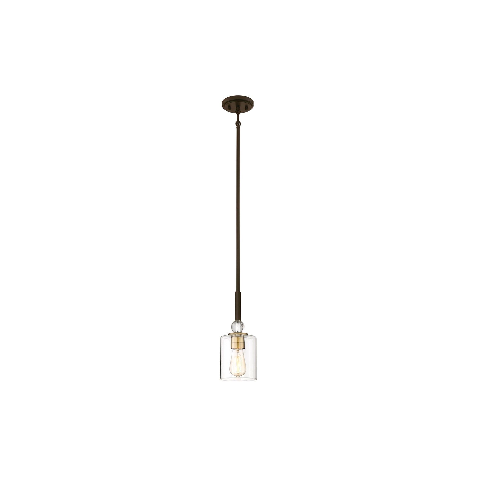 Mini Painted Bronze and Brass Glass Pendant Light
