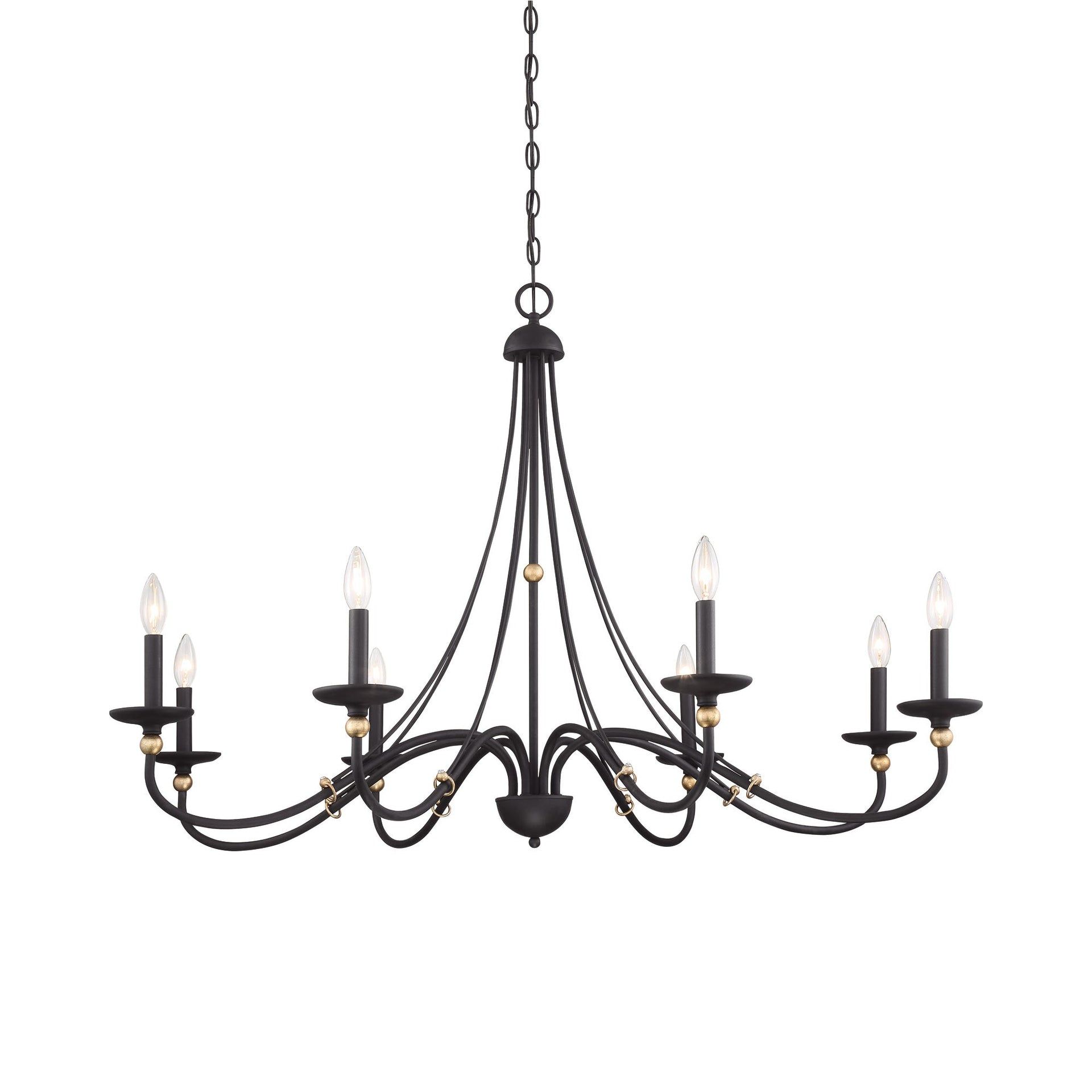 Westchester County Sand Coal and Skyline Gold Leaf 8-Light Chandelier