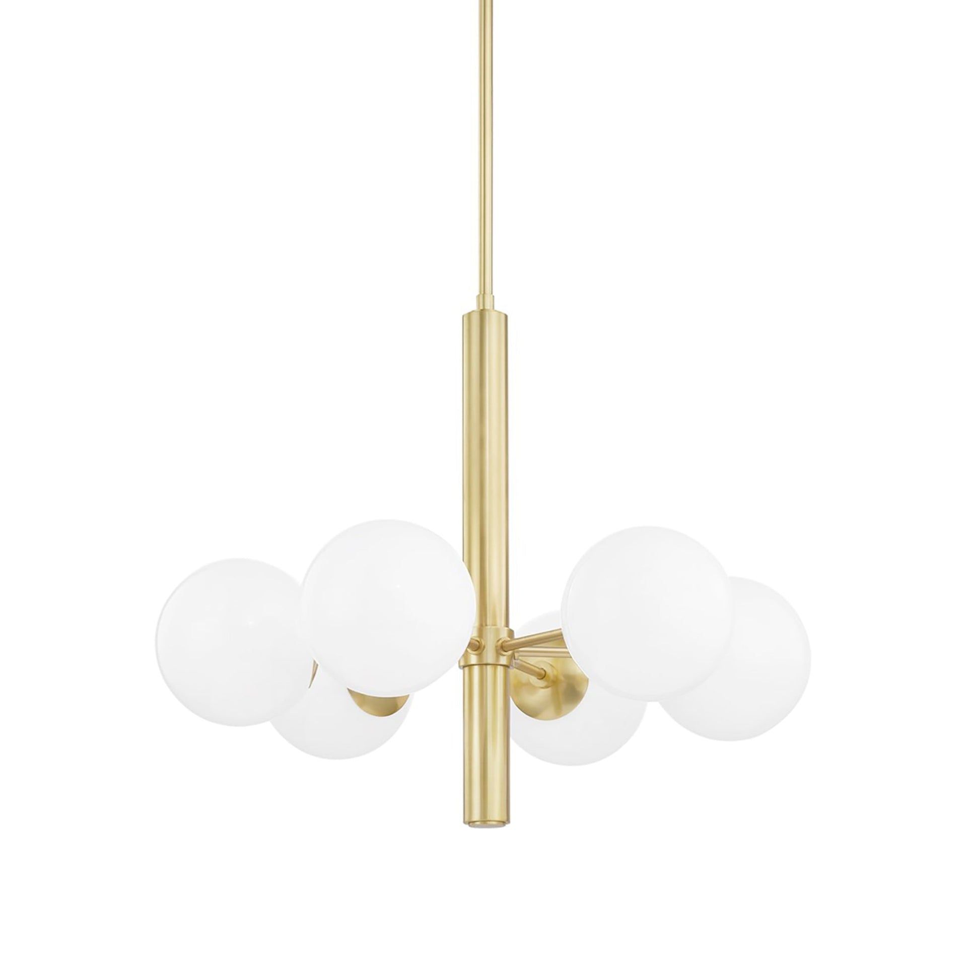 Elegant Polished Nickel 6-Light Chandelier with Opal Shiny Glass Shades