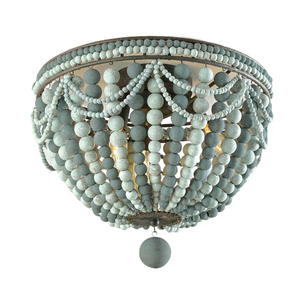 Malibu Sky-Inspired Blue Beaded 3-Light Flush Mount