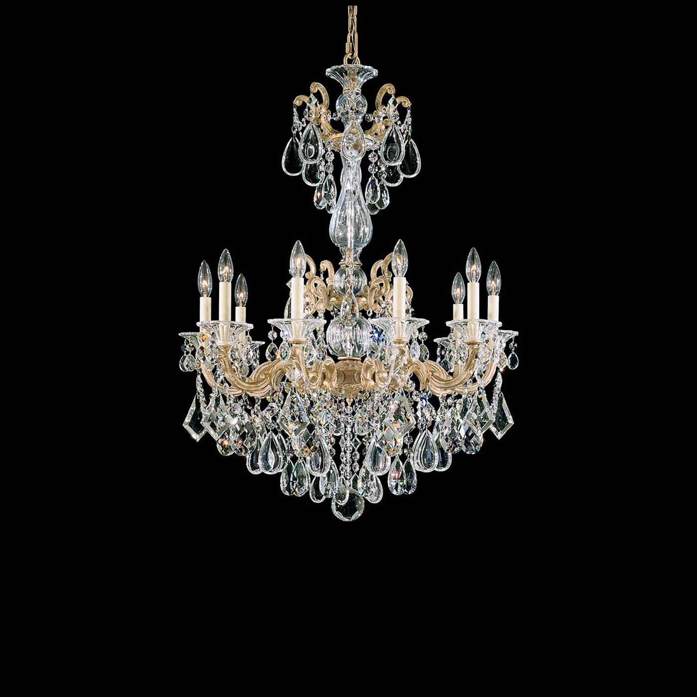 La Scala Antique Silver 10-Light Crystal Chandelier