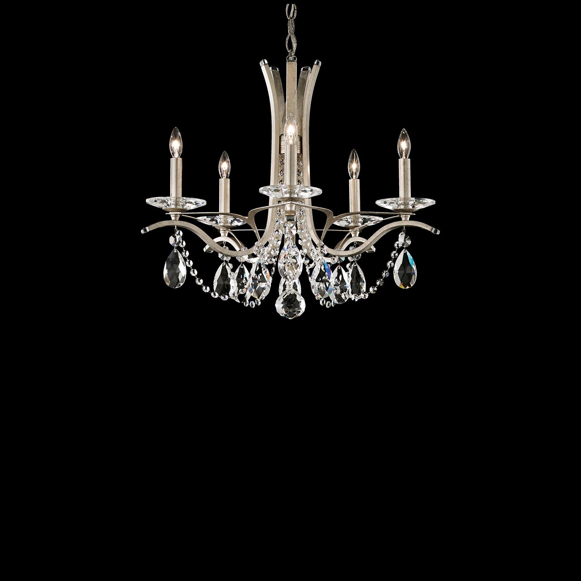 Antique Silver Heritage Crystal 5-Light Chandelier