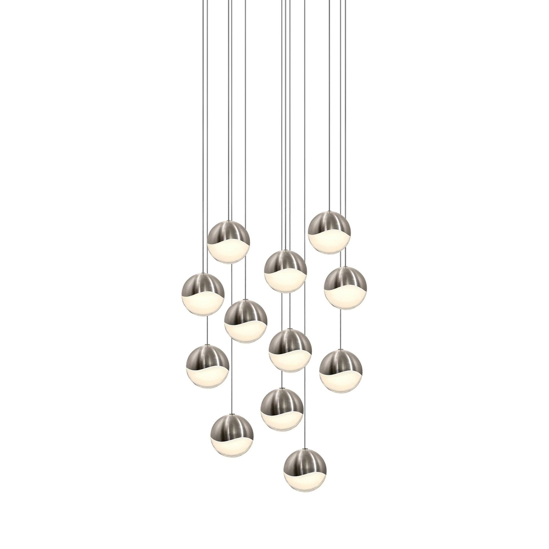 Satin Nickel Crystal Globe LED Pendant Light