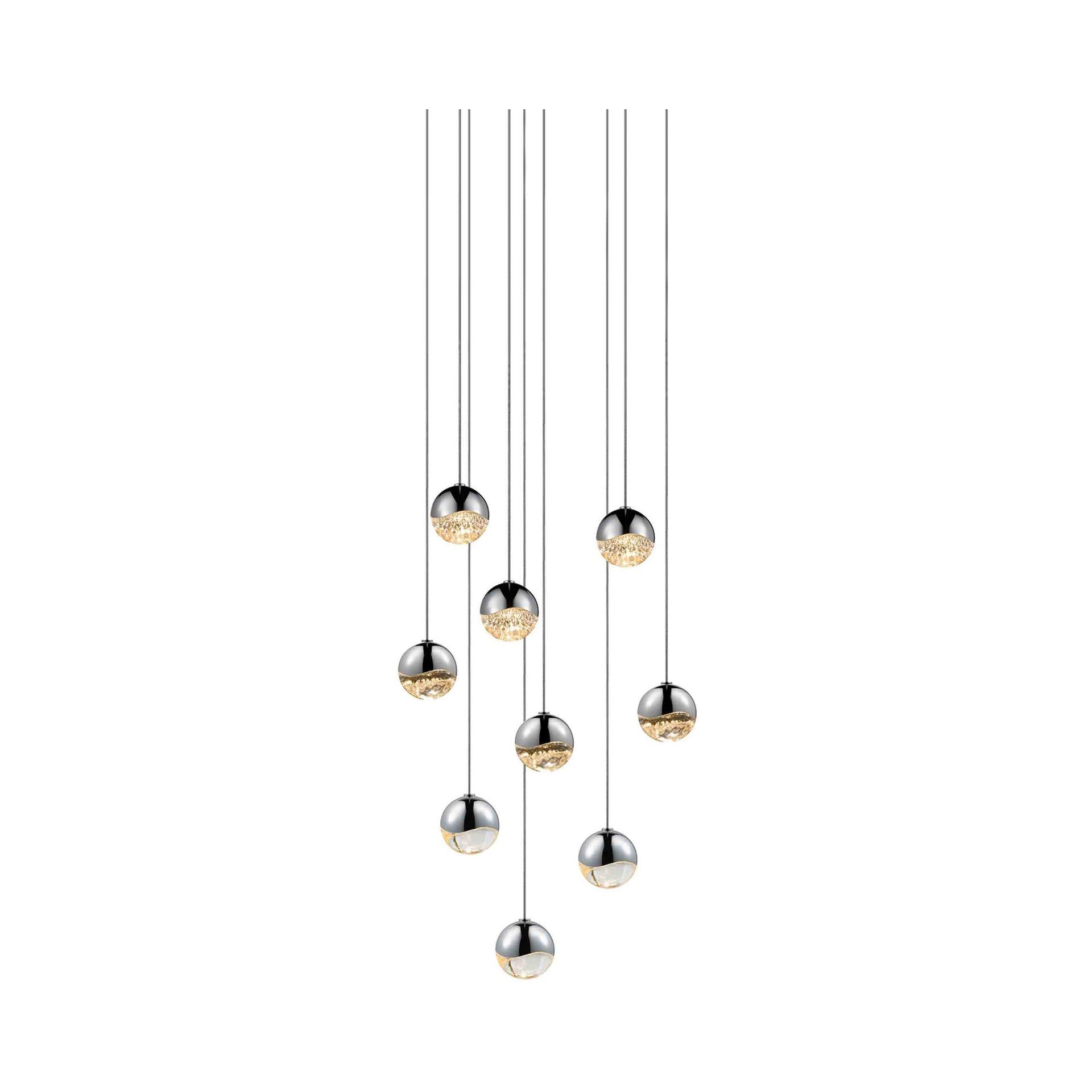 Polished Chrome Crystal LED Globe Pendant Light