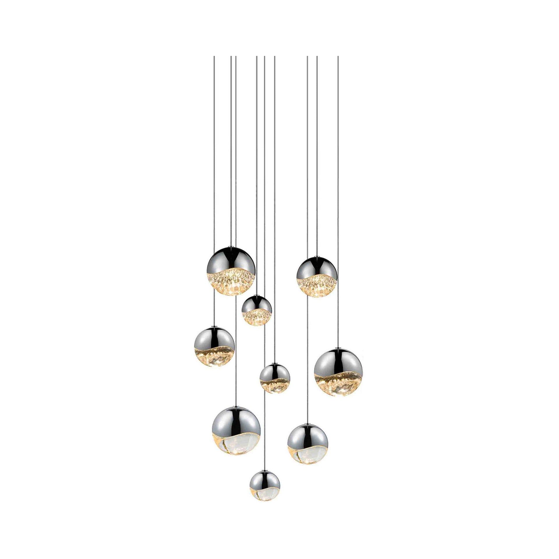 Satin Nickel Crystal Globe 13.75'' LED Chrome Pendant