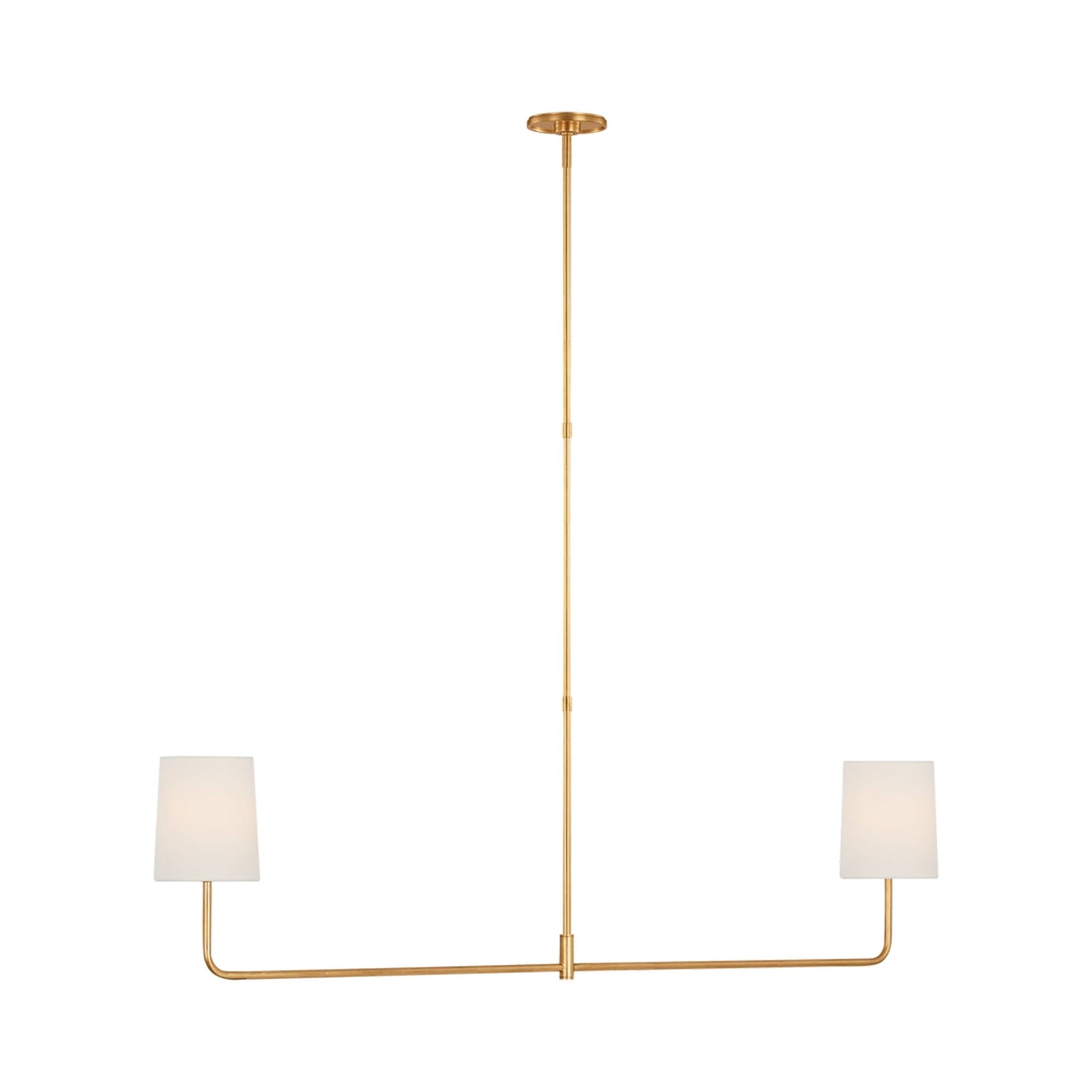 Gilded Gold 54" Linear Chandelier with White Shades