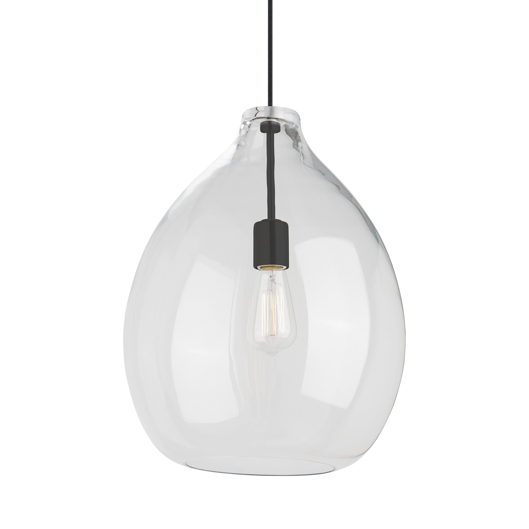 Natural Brass Globe Pendant with Clear Glass Shade - Indoor/Outdoor