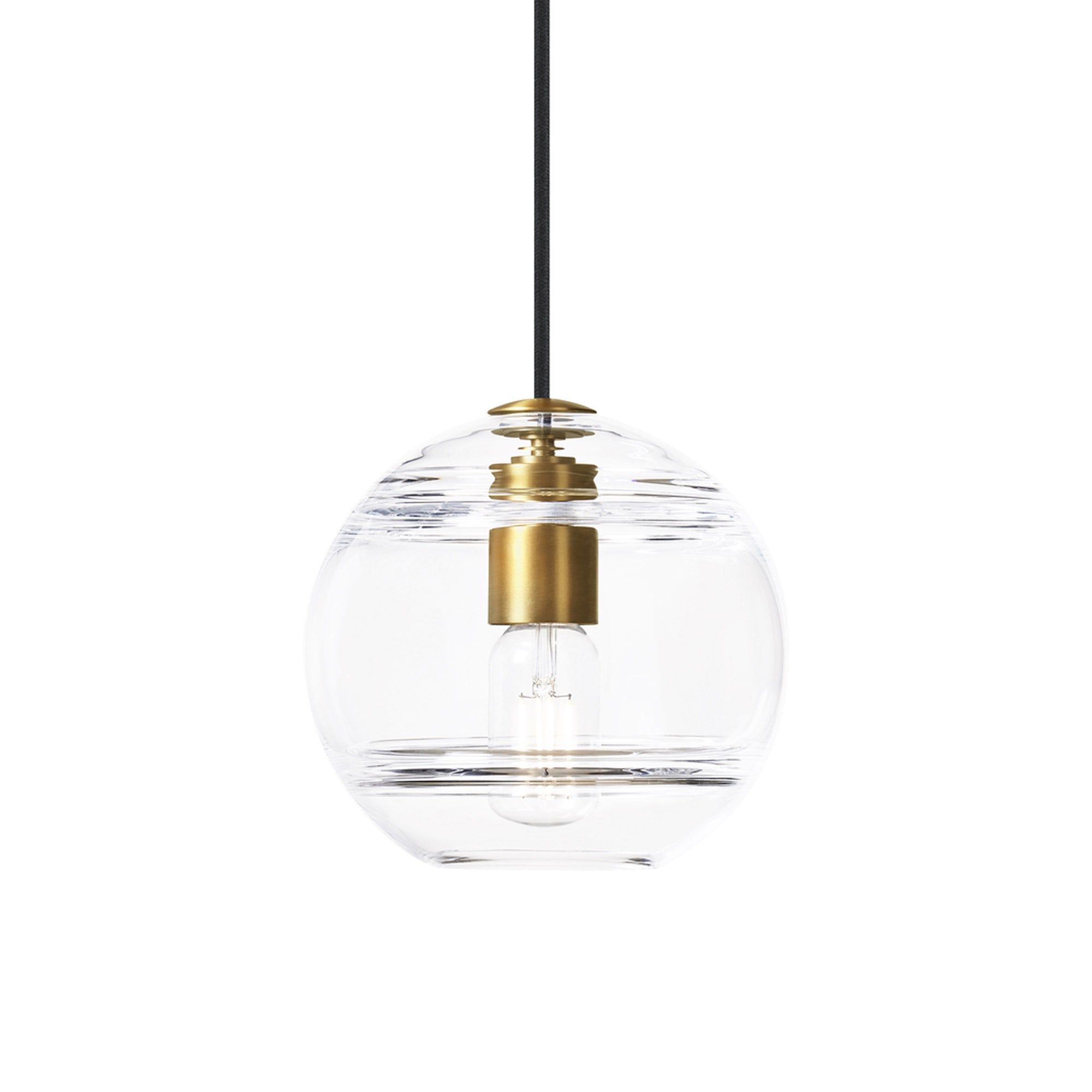 Satin Nickel Clear Glass Globe Pendant Light, 12.4"