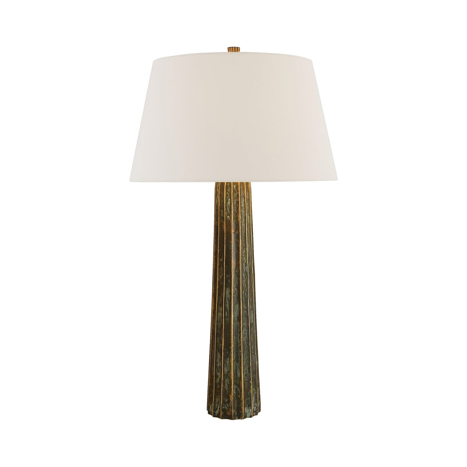 Edison Bronze Outdoor Fluted Table Lamp with Fabric Shade