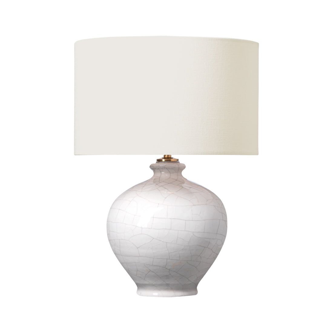 Crackled Ivory Cordless Ceramic LED Table Lamp with Linen Shade