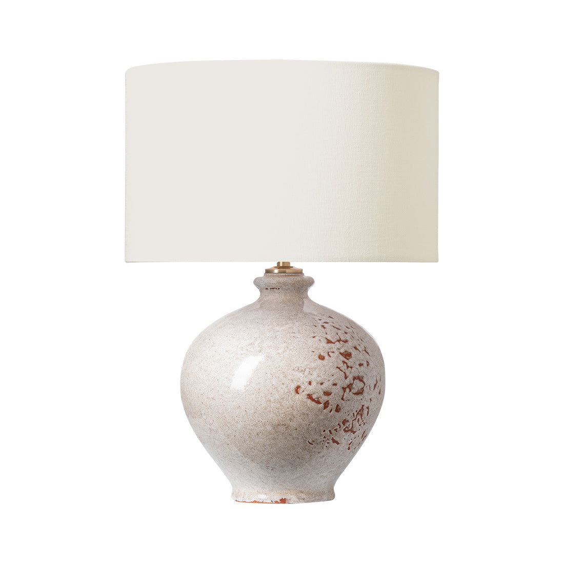 Pharaoh White Ceramic Cordless Touch Lamp with Linen Shade