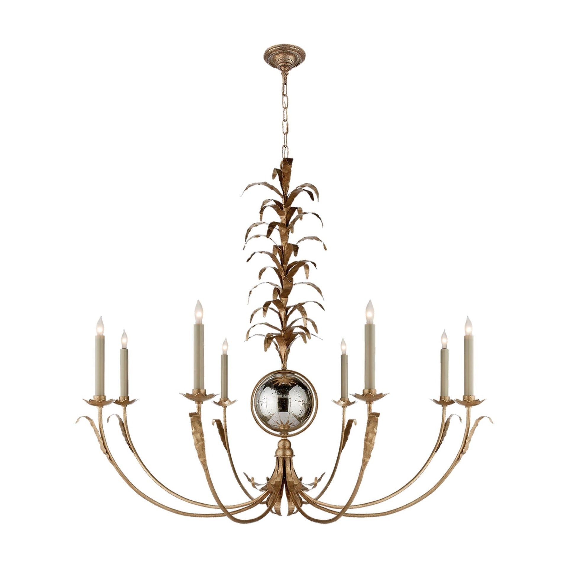 Gramercy Antique Mirror and Gilded Iron 8-Light Chandelier