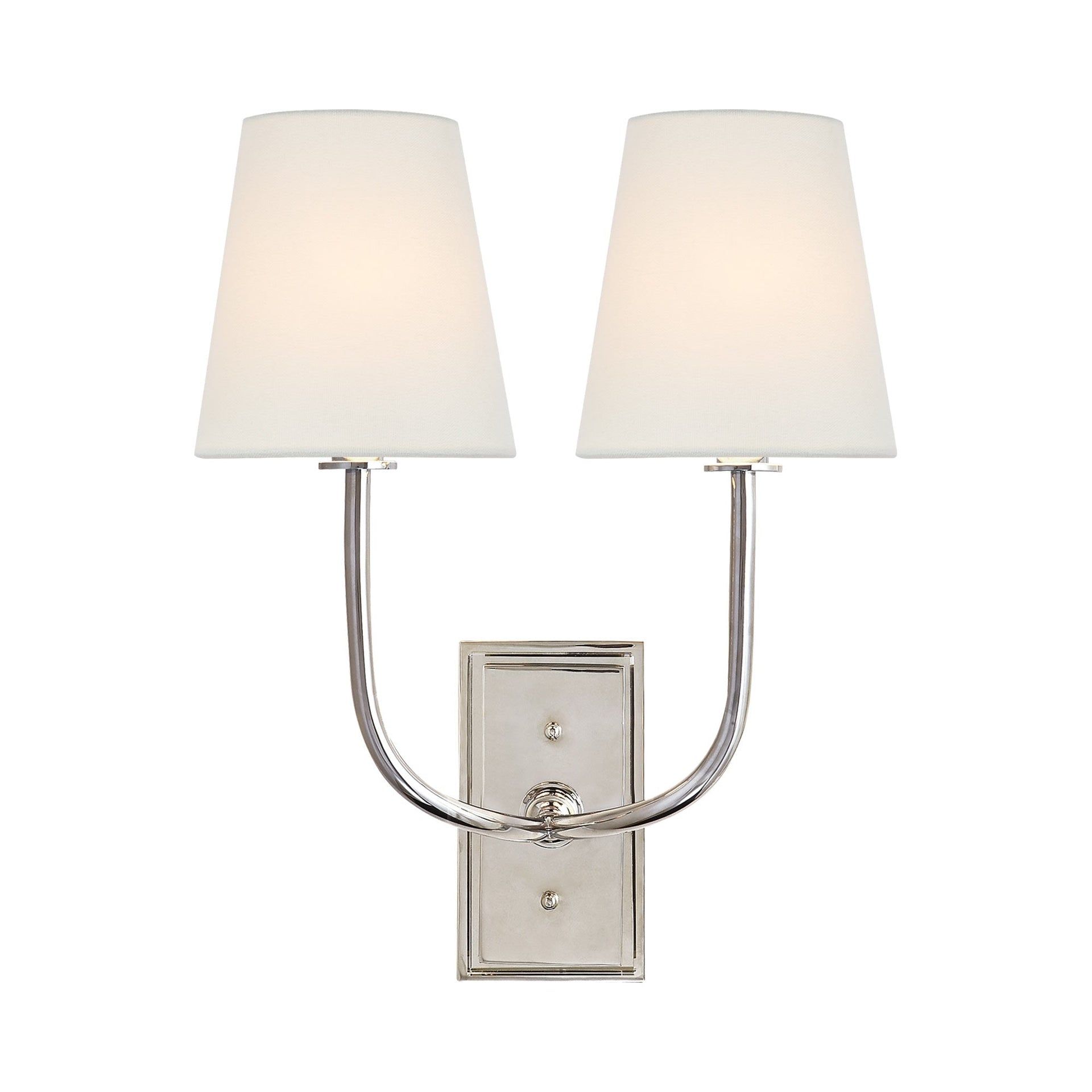 Polished Nickel Double Arm Fabric Shade Sconce