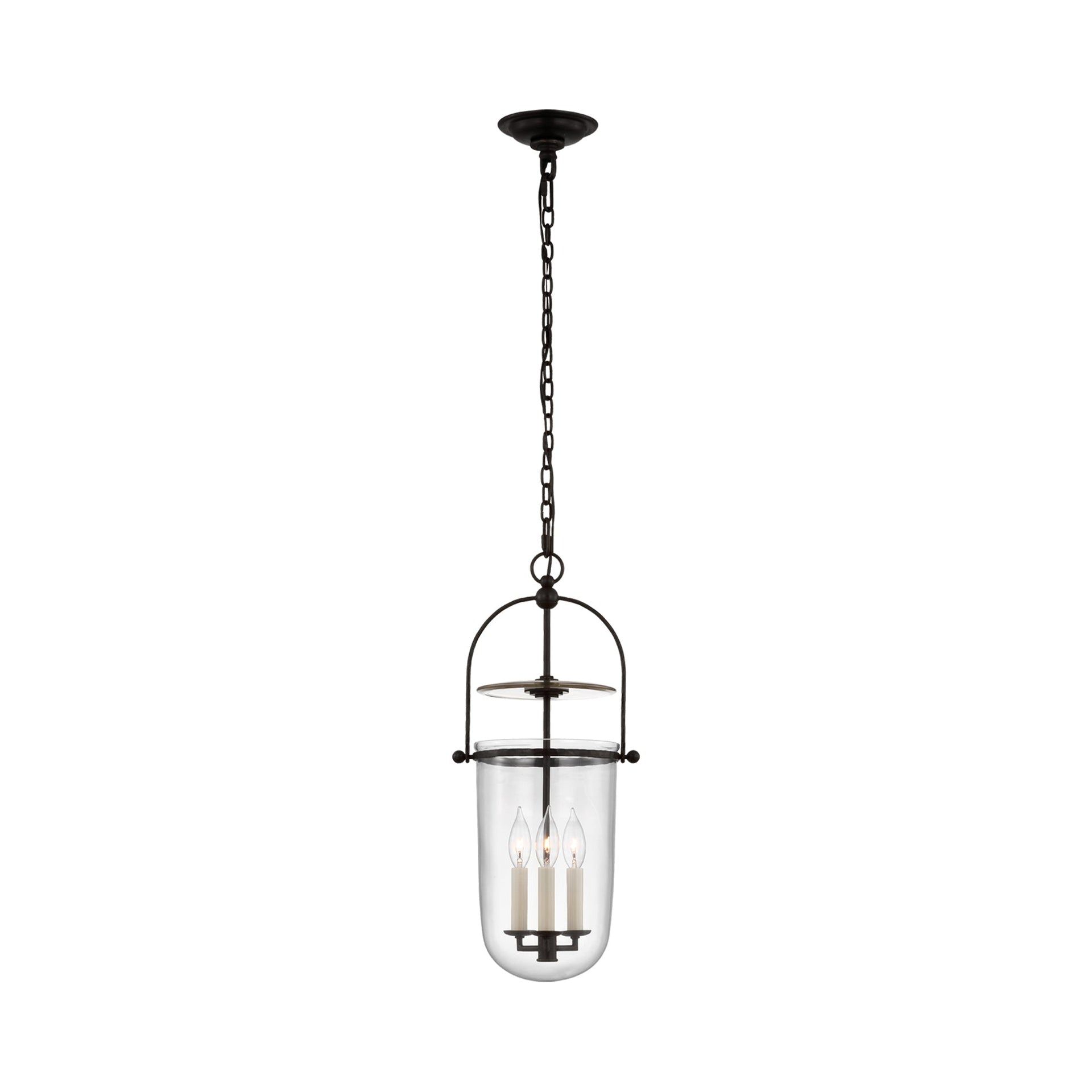 Lorford Aged Iron and Clear Glass 3-Light Pendant
