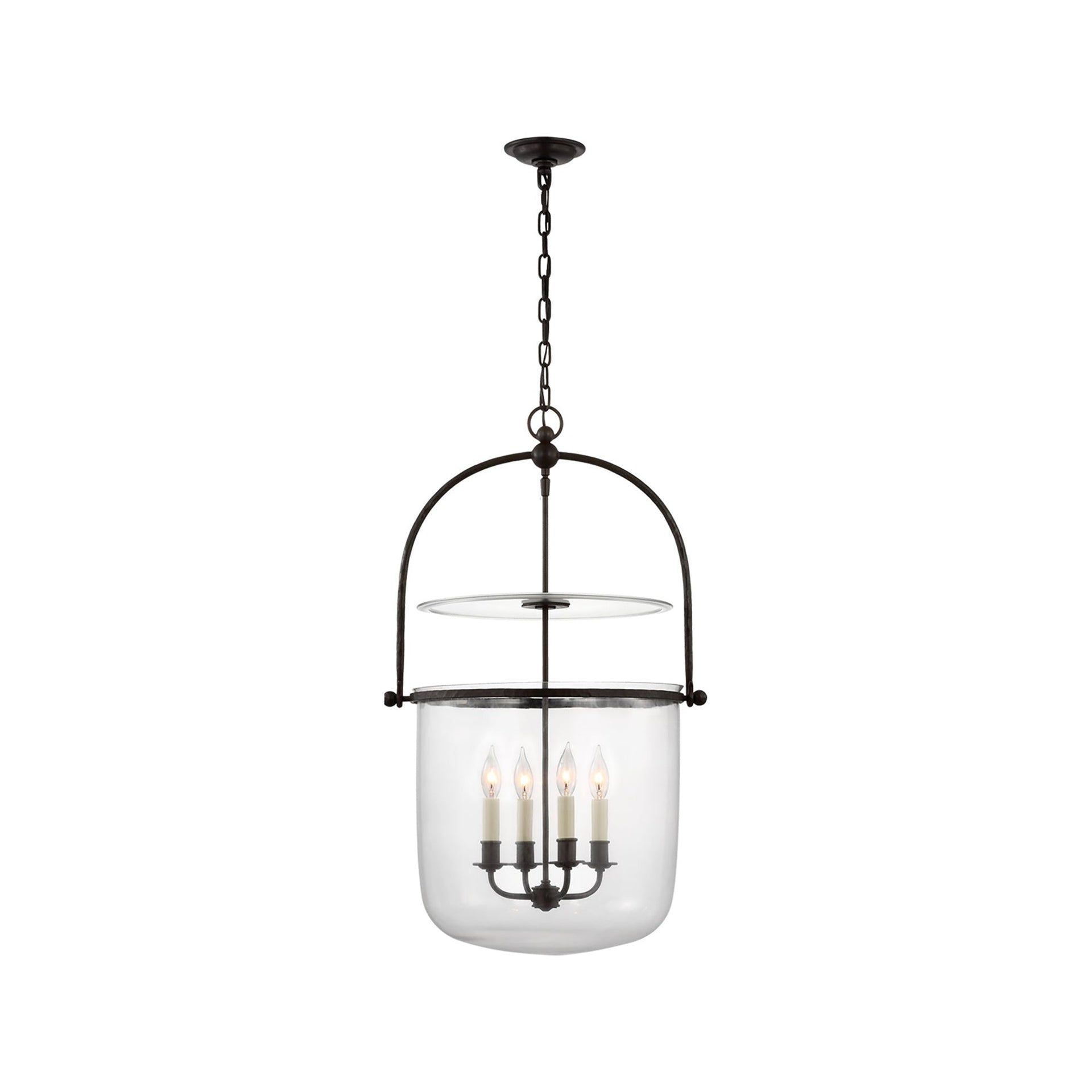 Lorford Aged Iron and Clear Glass 4-Light Chandelier