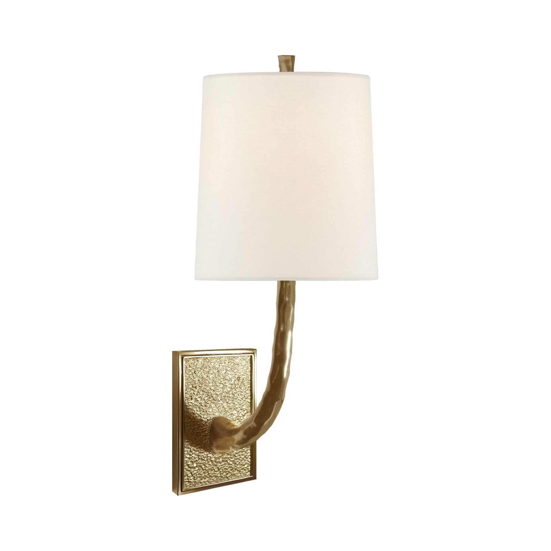Soft Brass and Linen Dimmable Wall Sconce
