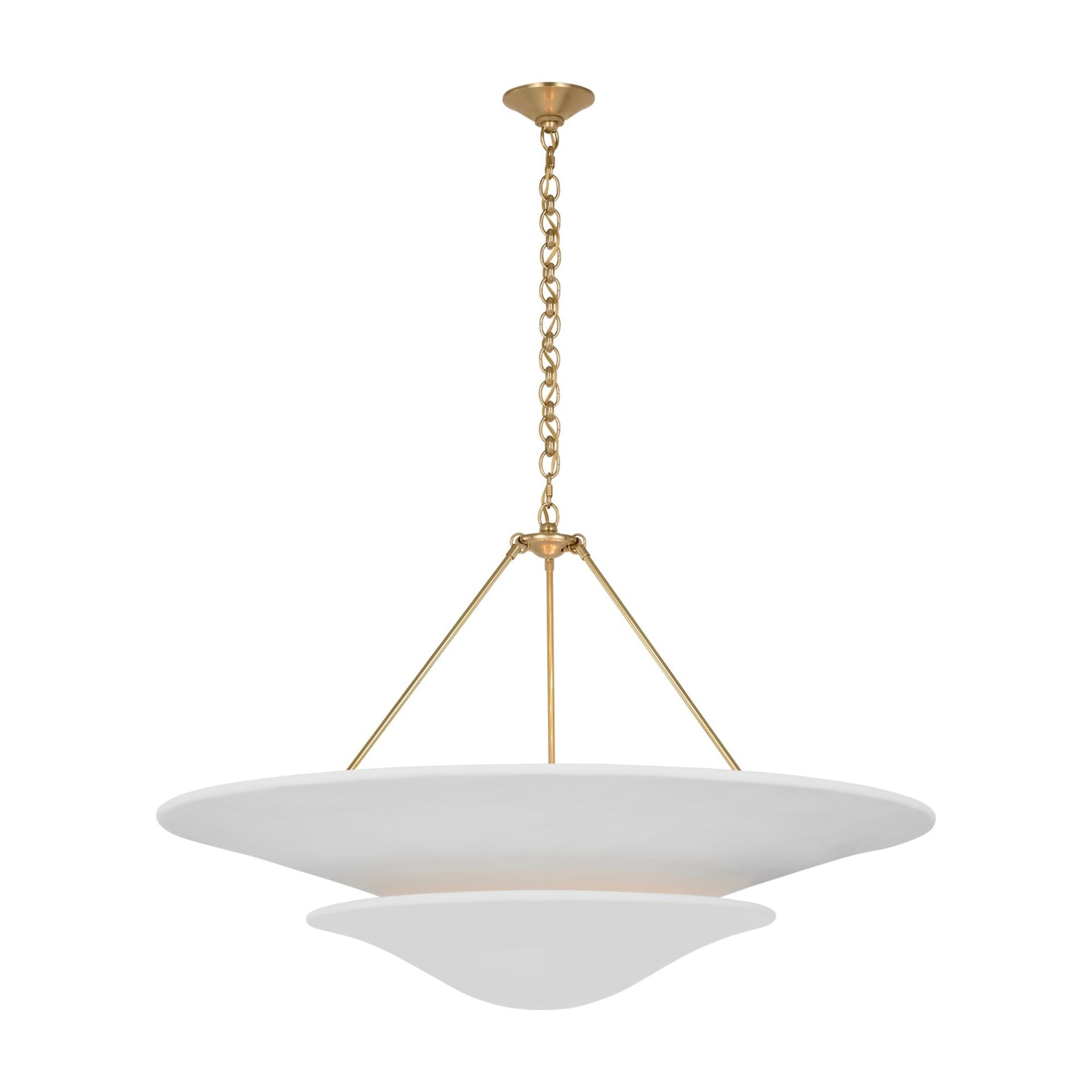 Mollino 40" Antique Brass Chandelier with Plaster White Shade