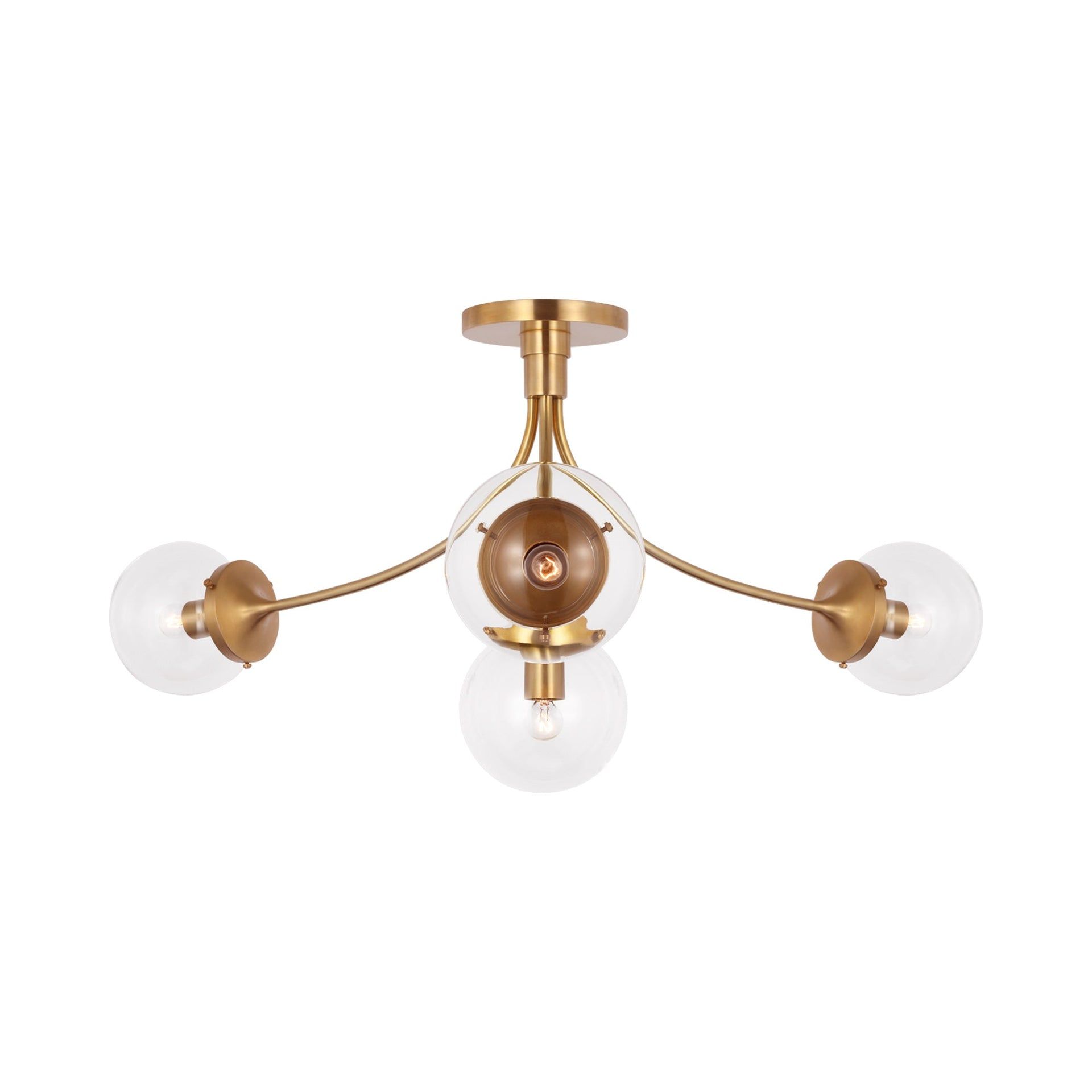 Prescott Soft Brass Globe LED Semi-Flush Mount Light