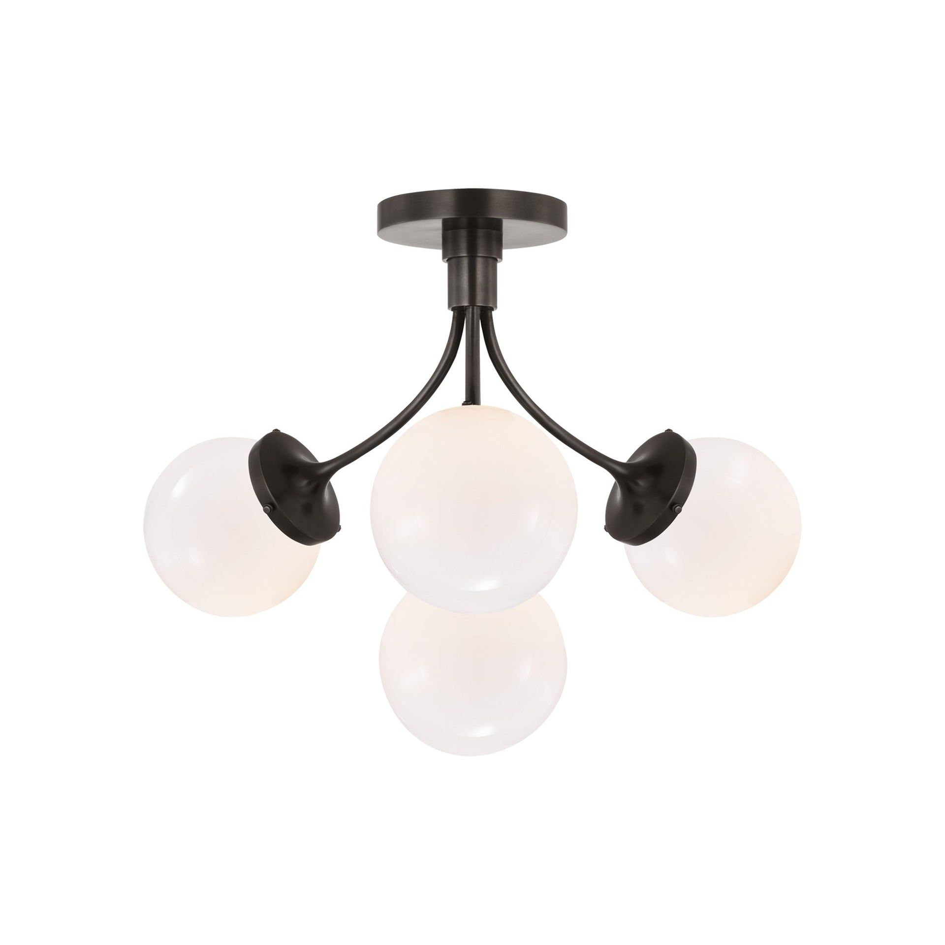 Bronze and Glass 4-Light Globe Semi-Flush Mount