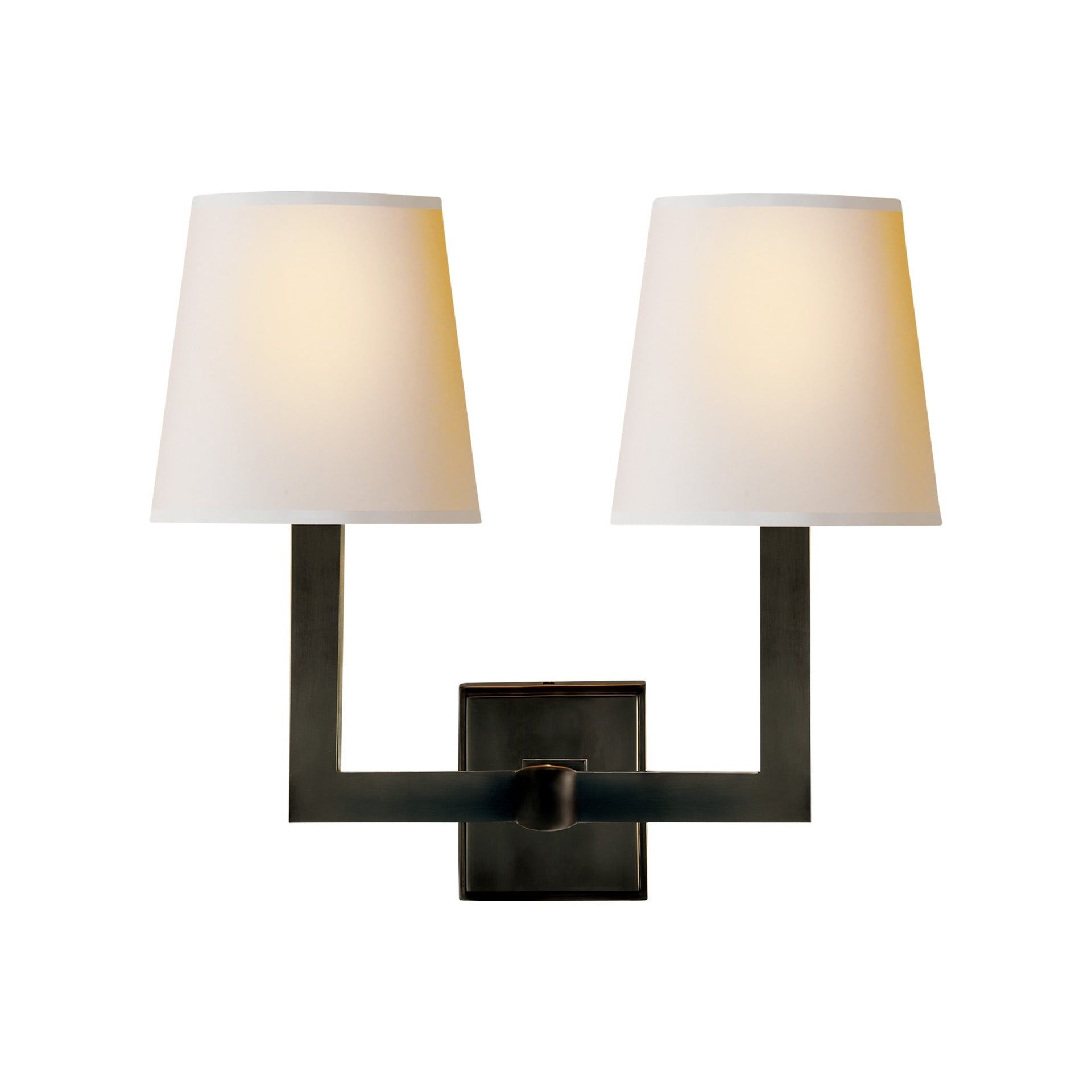Modern Square Tube Double Wall Sconce in Black and Bronze