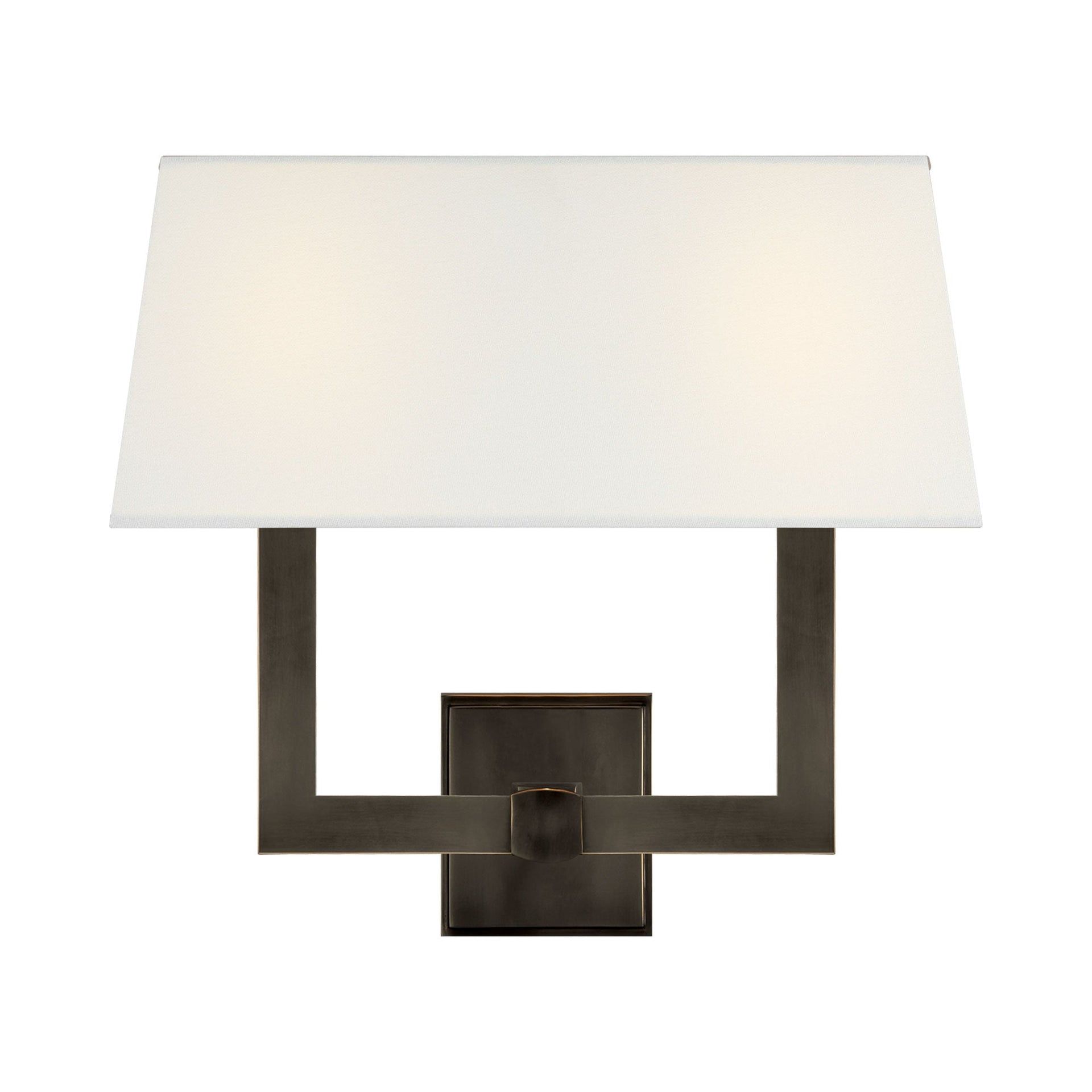 Bronze and Black Double Light Wall Sconce with Paper Shades