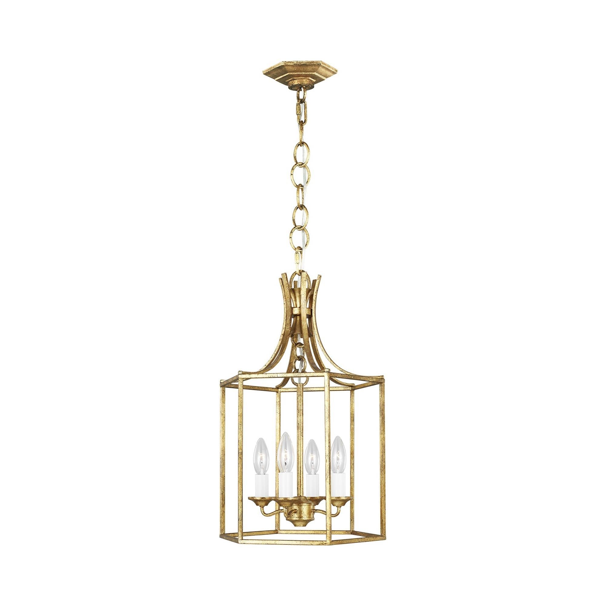 Antique Gild Brass 6-Light Candelabra Chandelier