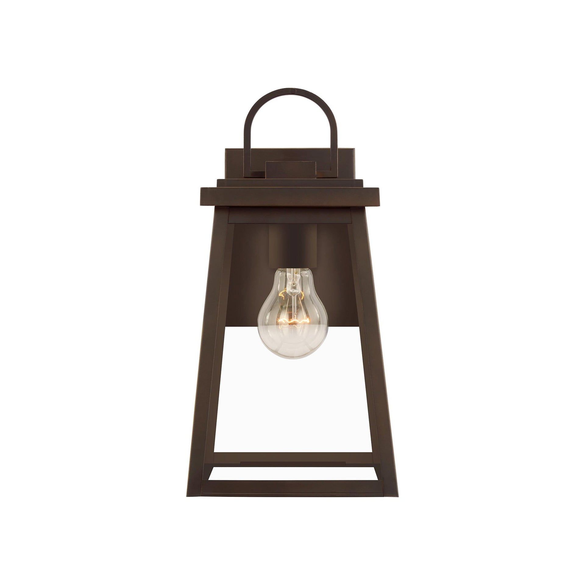Antique Bronze 1-Light Outdoor Lantern with Clear and White Glass
