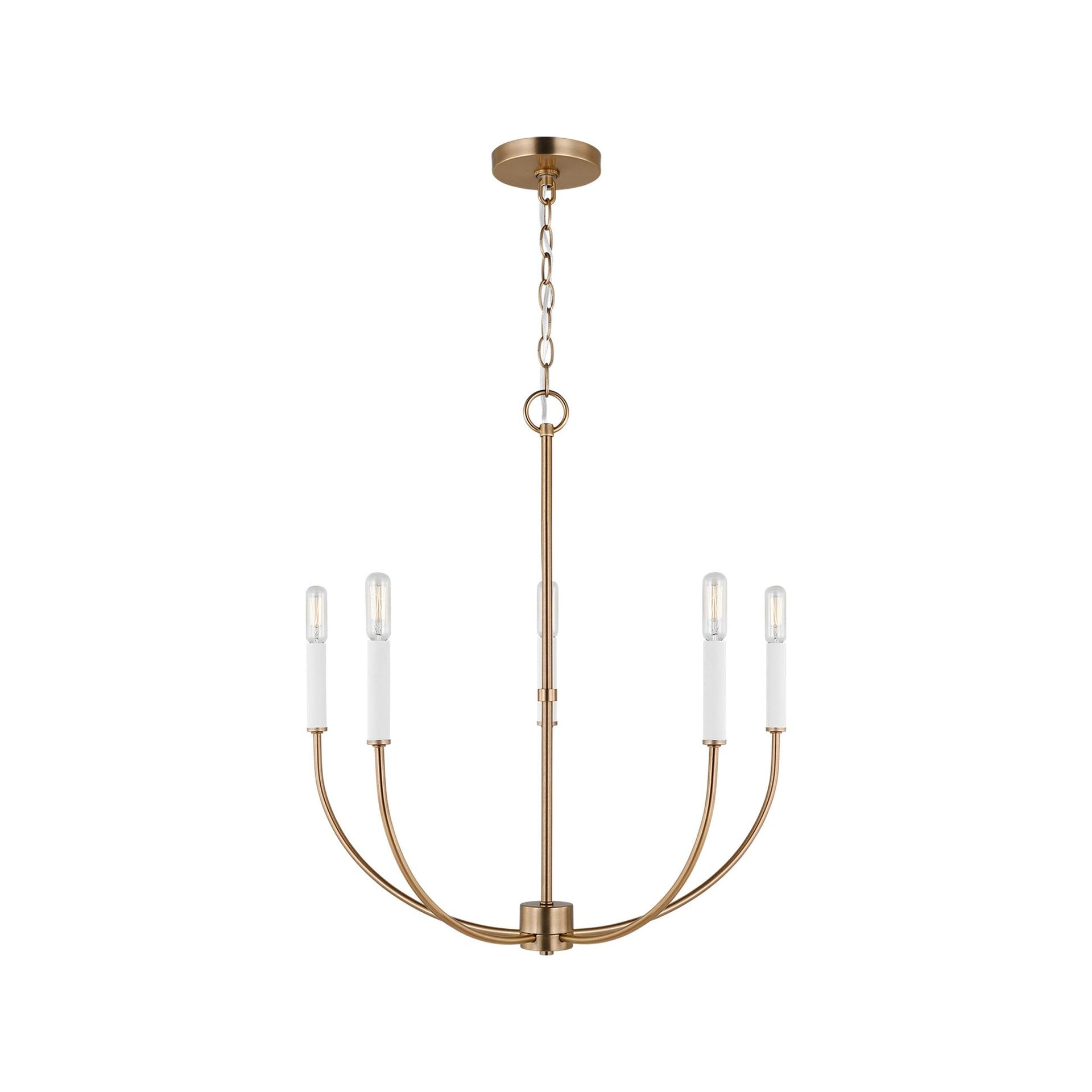 Elegant Satin Brass 5-Light Chandelier with Clear Silver Accents