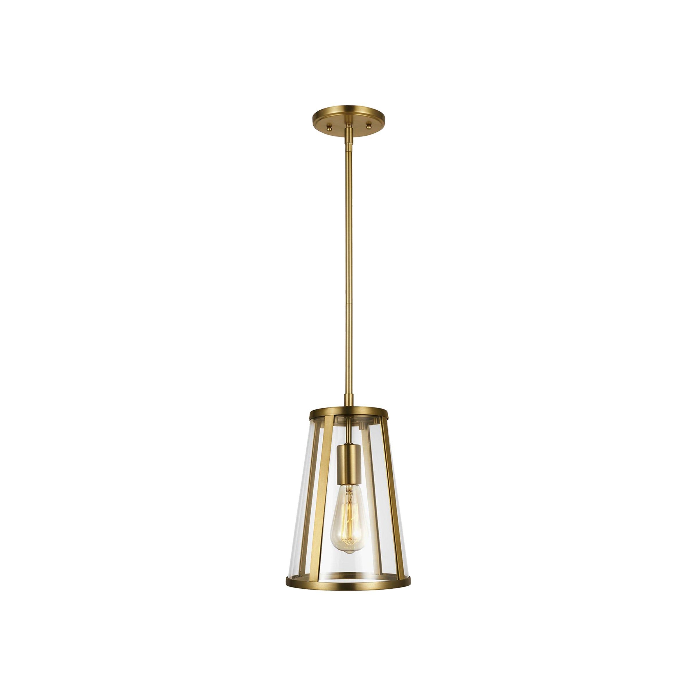 Mini Harrow 3-Light Burnished Brass Pendant with Clear Glass