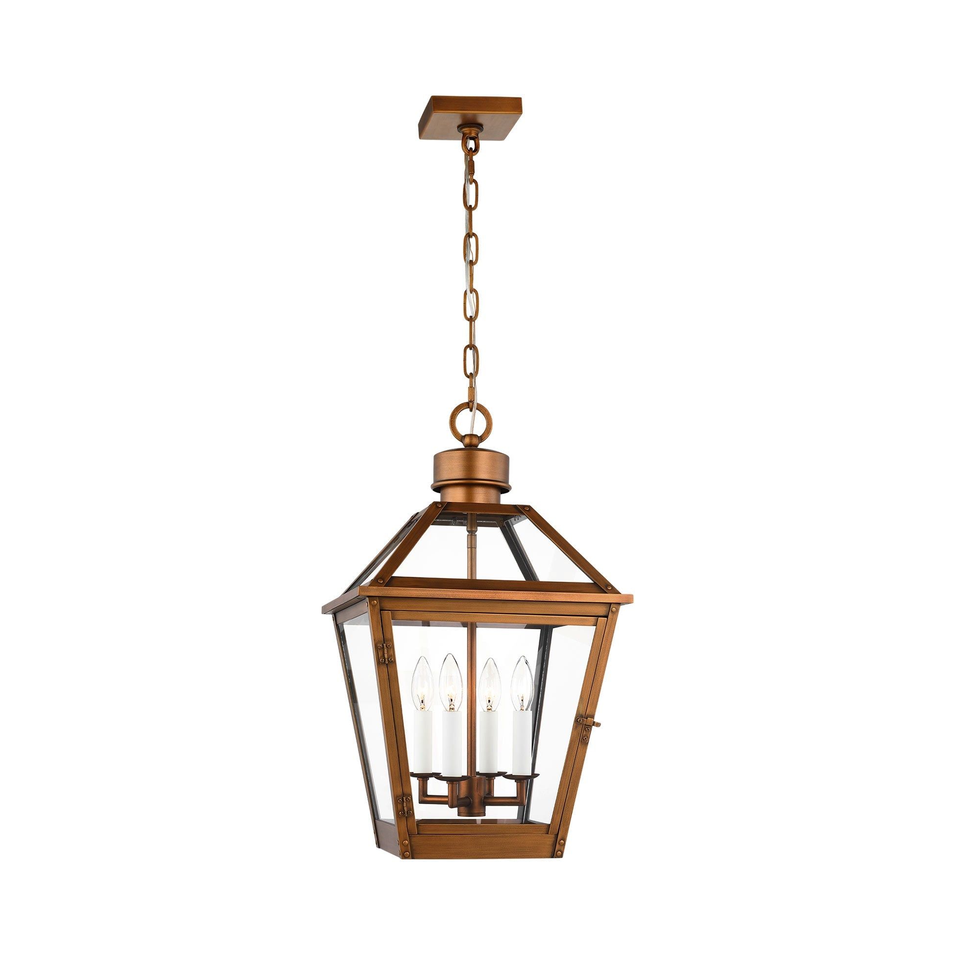 Hyannis 24" Classic Copper LED Outdoor Lantern with Glass Panels
