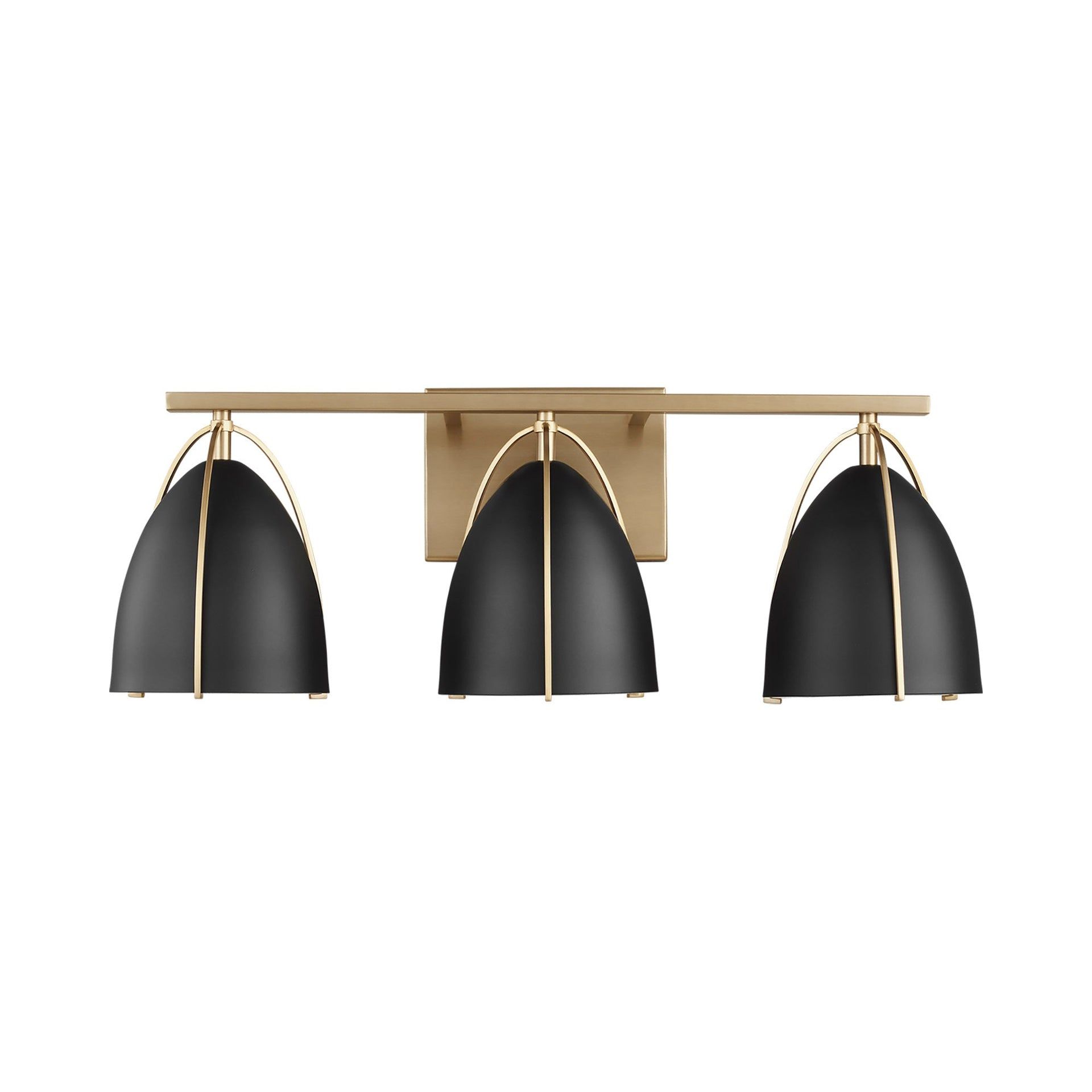 Norman 24.25" Satin Brass Vanity Light with Midnight Black Steel Shades