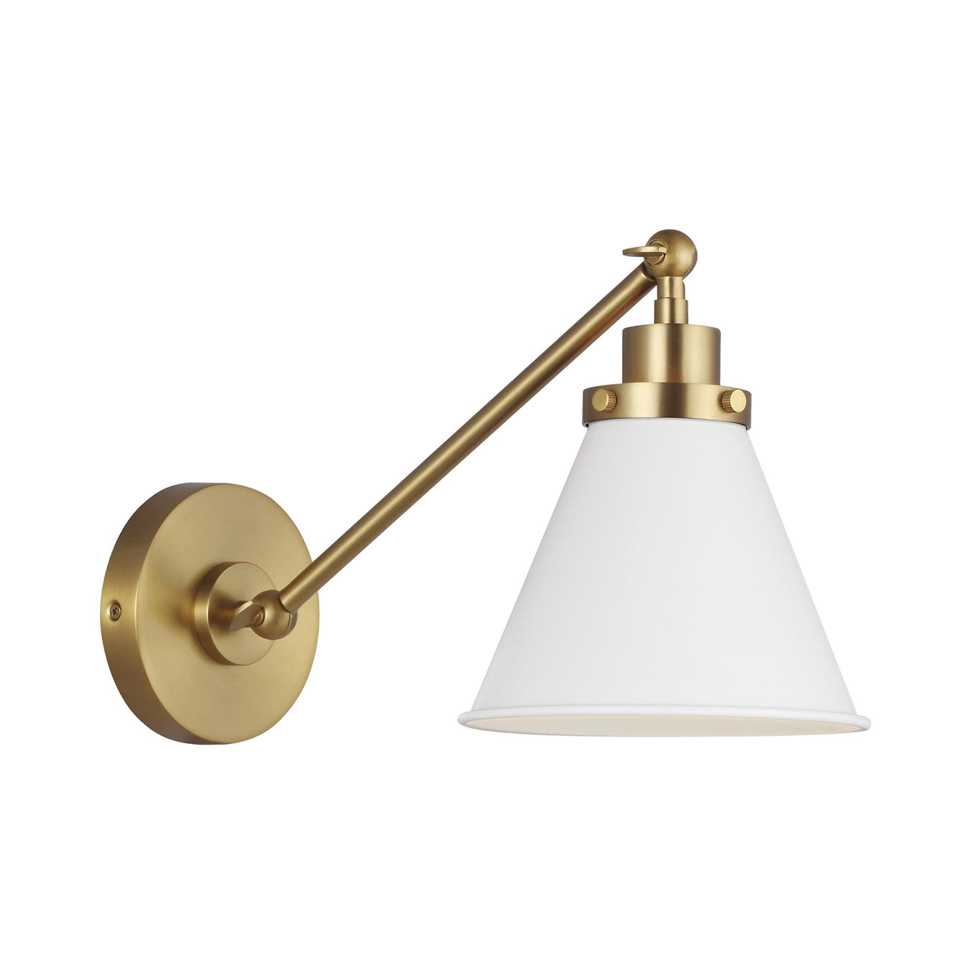 Wellfleet 8.75" Matte White & Burnished Brass Steel Wall Sconce